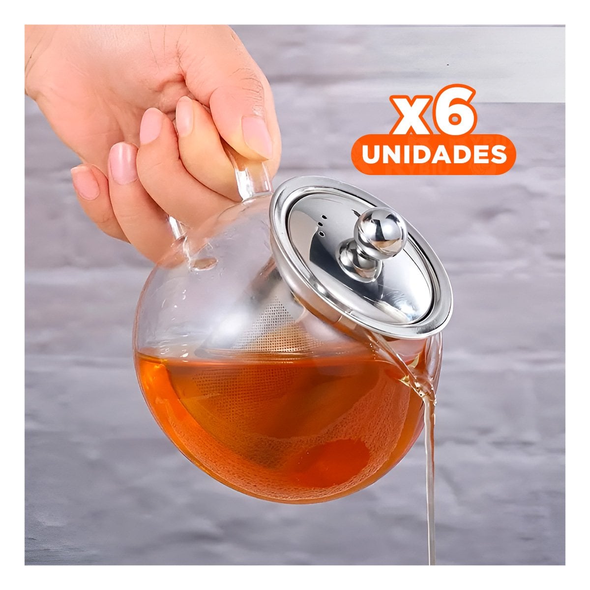 PACK6 JARRA DE INFUSION 800ML CIRCULAR TRANSPARENTE EN BOROSILICATO Y ACERO - 1