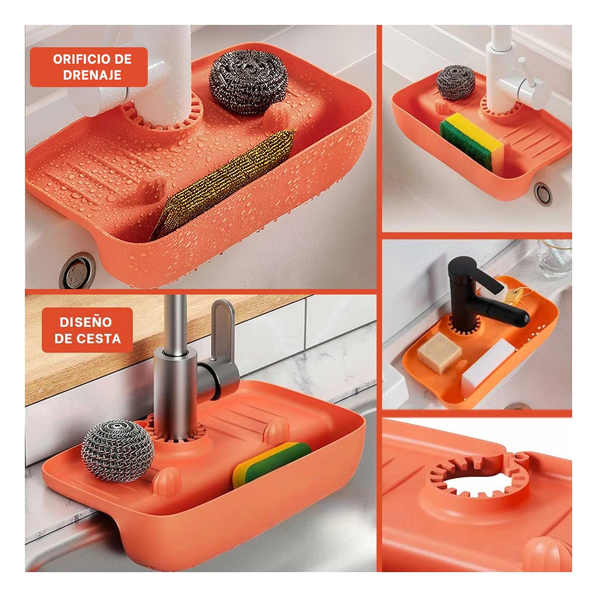 ESCURRIDOR ANARANJADO PARA LAVADERO CON SUPERFICIE FLEXIBLE DE SILICONA Y+POST IT - 2