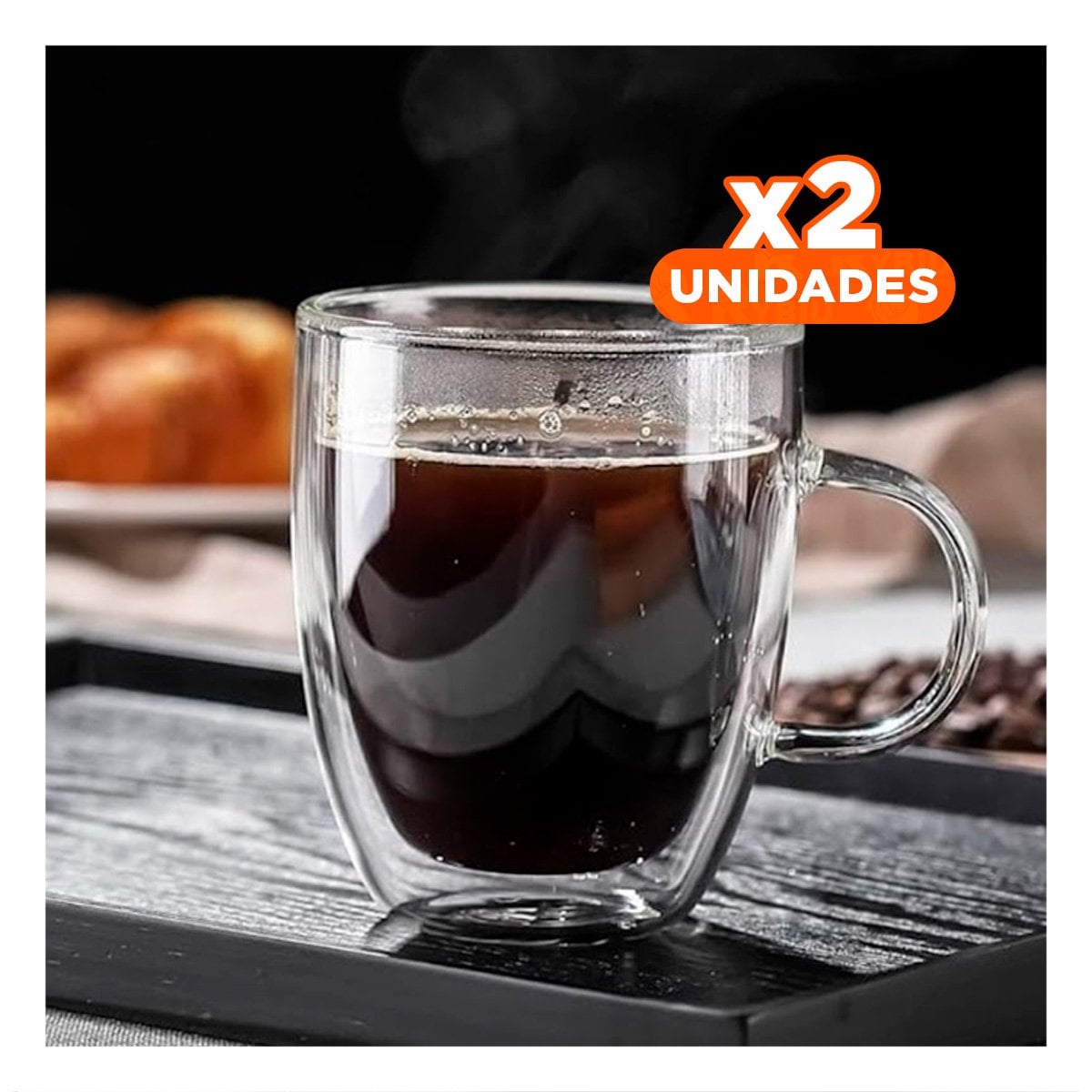 PACK2 VASO 320 MILILITROS TRANSPARENTE CON ESTRUCTURA DOBLE CAPA DE VIDRIO - 1