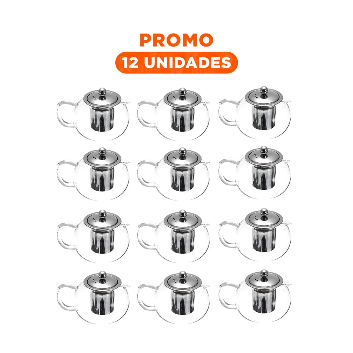 PACK12 INFUSOR 800ML EN ESTRUCTURA CIRCULAR TRANSPARENTE DE BOROSILICATO Y ACERO - 1