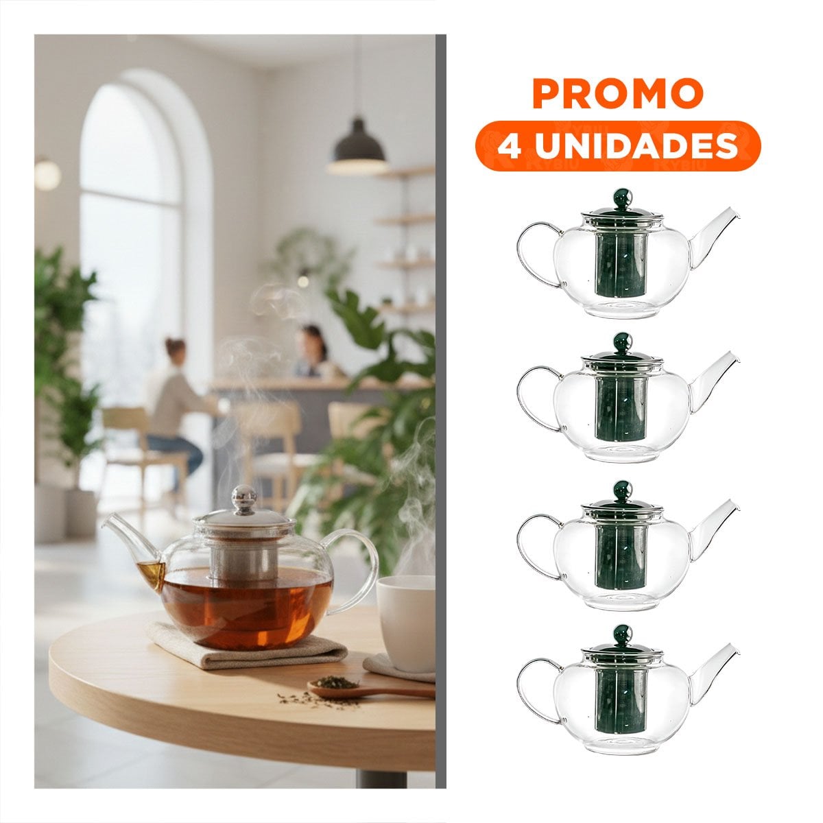 PACK4 JARRA 800ML EN BOROSILICATO Y ACERO CON PERFIL DE COLOR TRANSPARENTE - 1