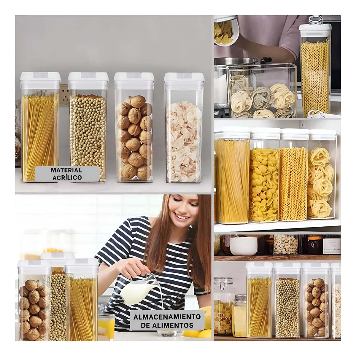 PACK4 RECIPIENTE ACRILICO CON TAPA PALANCA BLANCA 1900ML Y+REGALO STICKER - 2