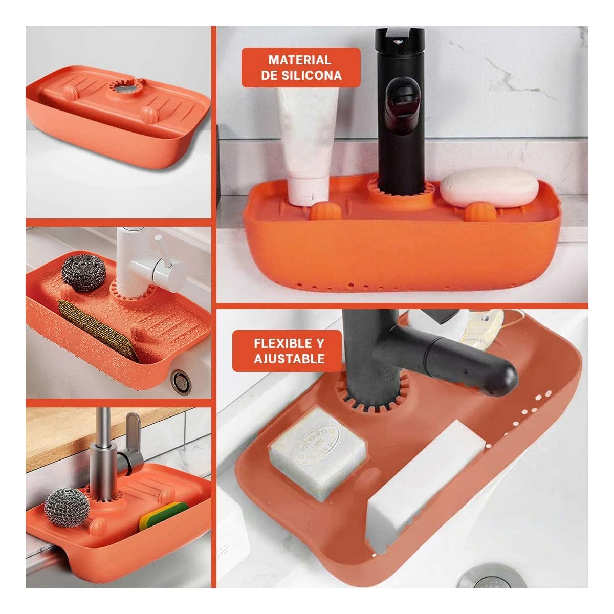 PACK12 BASE ANARANJADO EN SILICONA PARA LAVADERO FUNCIONAL - 2