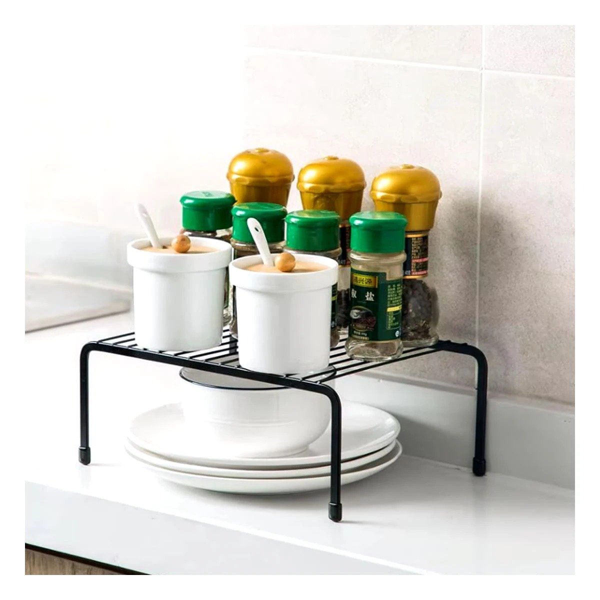 PACK4 ORGANIZADOR FUNCIONAL NEGRO CON 4 PATAS METALICAS Y AJUSTE EXPANDIBLE Y+REGALO STICKER - 3