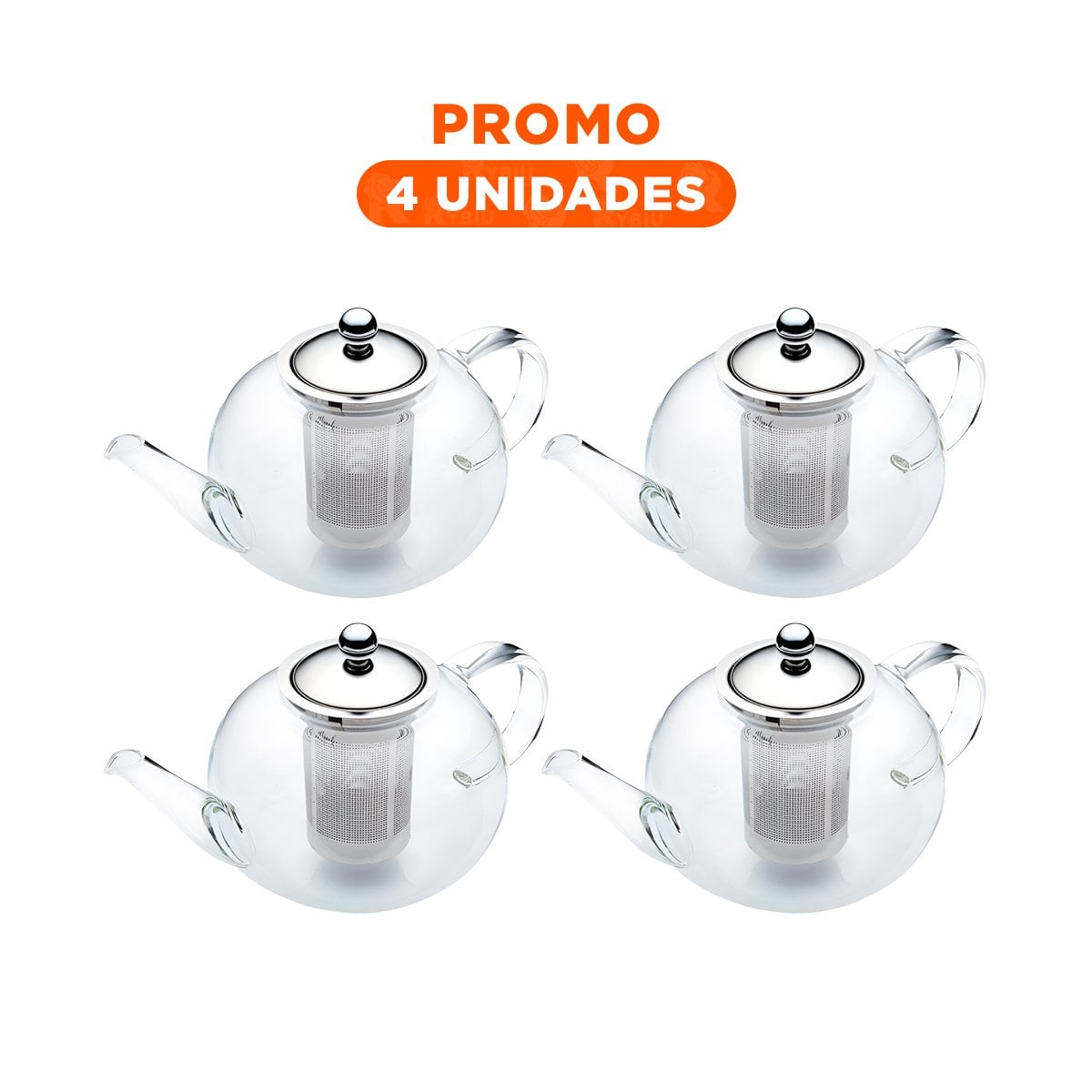 PACK4 JARRA 900ML EN BOROSILICATO Y ACERO CON PERFIL CIRCULAR TRANSPARENTE - 1