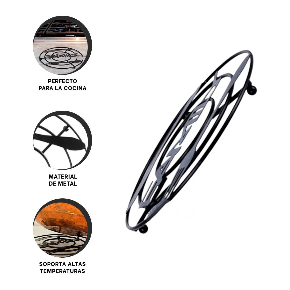 PORTA OLLAS EN COCINA ACTIVA CON SOPORTE FIRME FABRICADO EN METAL NEGRO Y+POST IT - 5