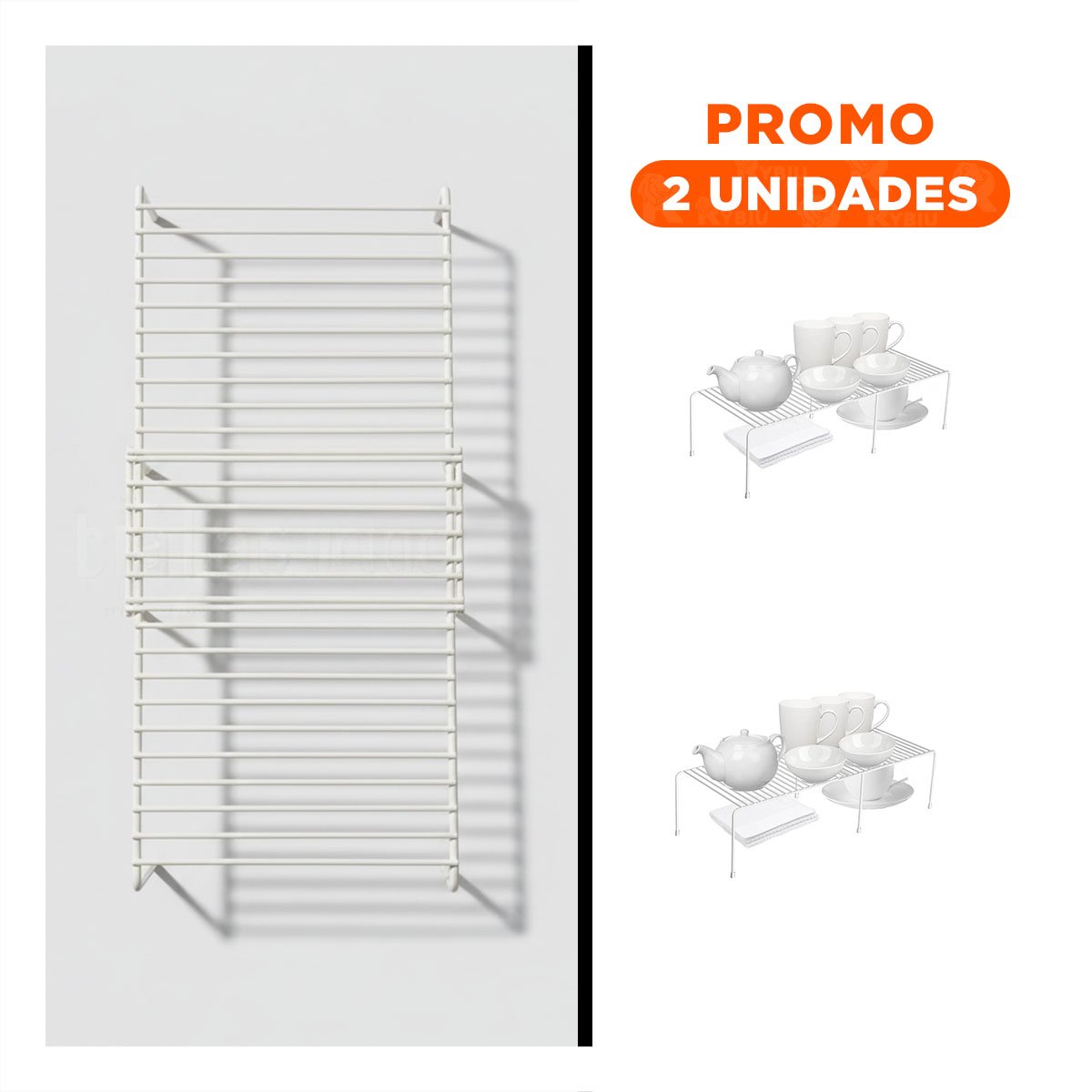 PACK2 ORGANIZADOR EXPANDIBLE BLANCO CON 6 PATAS DE METAL PARA GAVINETE Y+REGALO STICKER - 1