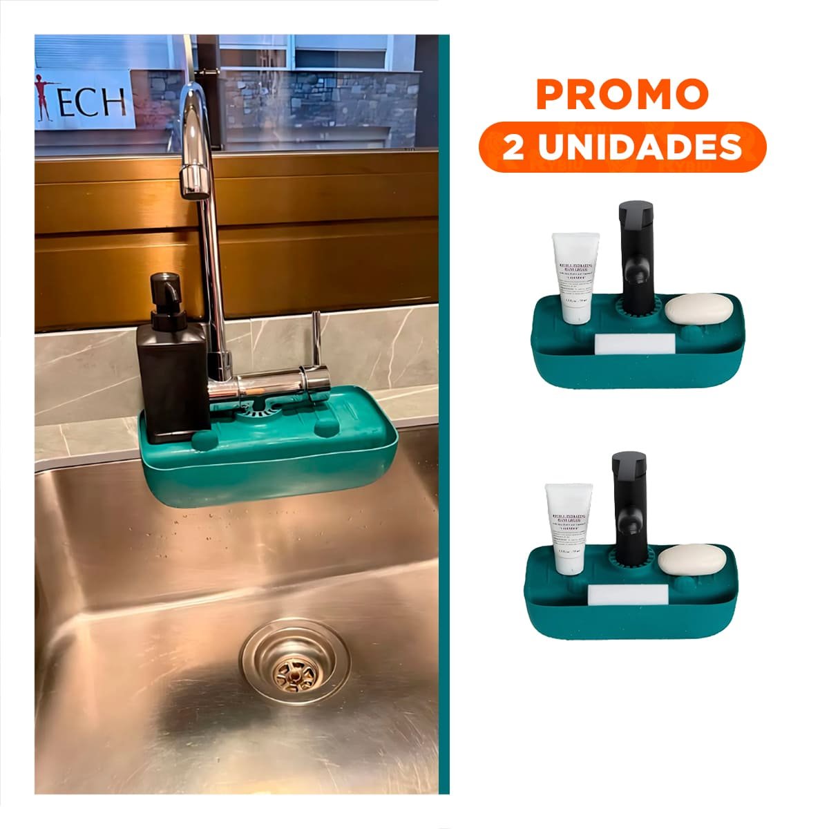 PACK2 PROTECCION DEL LAVADERO CON ACCESORIO EN SILICONA VERDE Y+REGALO STICKER - 1