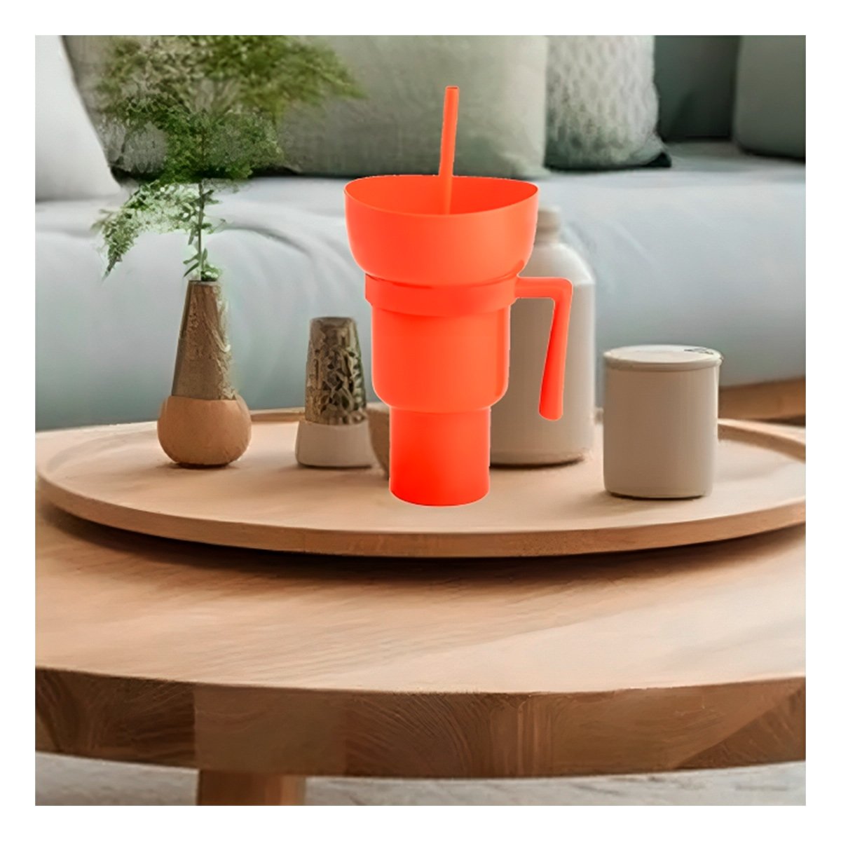 VASO 2 EN 1 CON CUERPO DE ABS COLOR ANARANJADO PENSADO PARA REUNIONES Y HOGAR Y+REGALO STICKER - 2