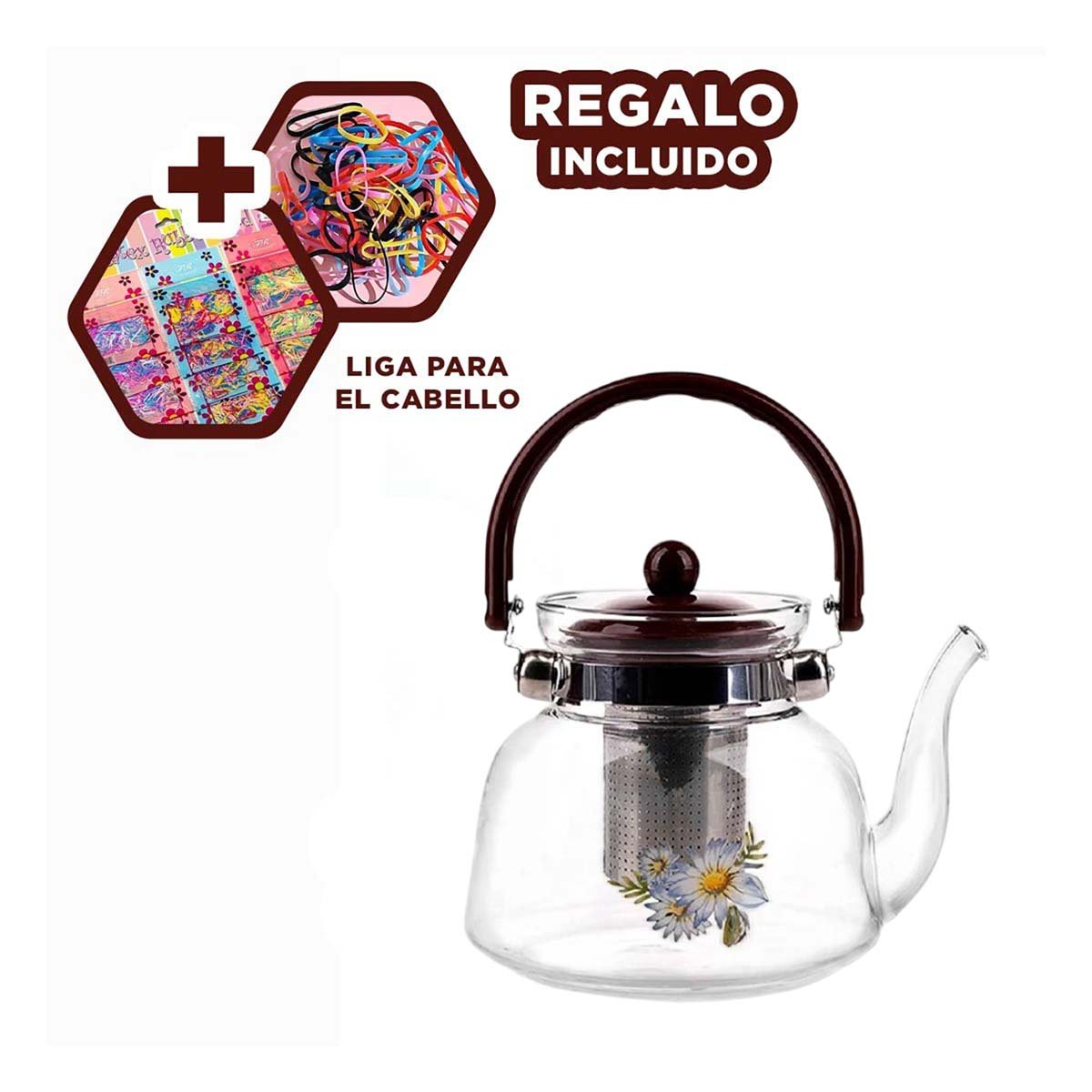 JARRA PARA TEA Y COFFEE 850ML TRANSPARENTE CON TAPA GUINDA EN AREA DE SERVICIO Y+LIGAS REGALO - 2