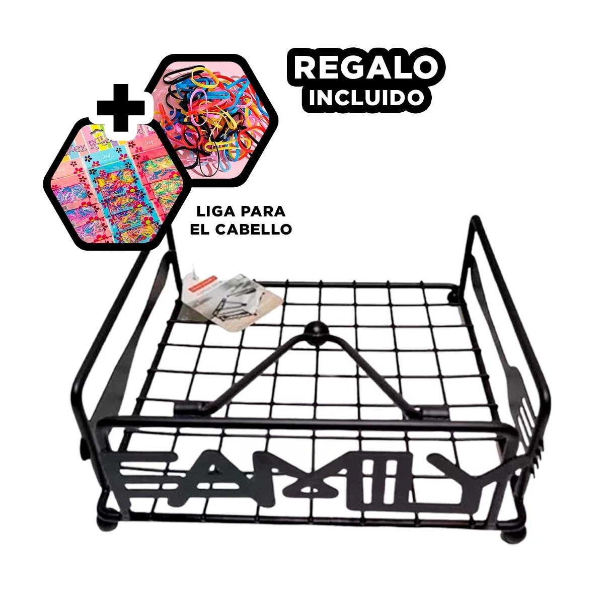 SERVILLETERO NEGRO CON SOPORTE FIRME EN ACERO INOXIDABLE PARA ORGANIZAR Y+LIGAS REGALO - 2