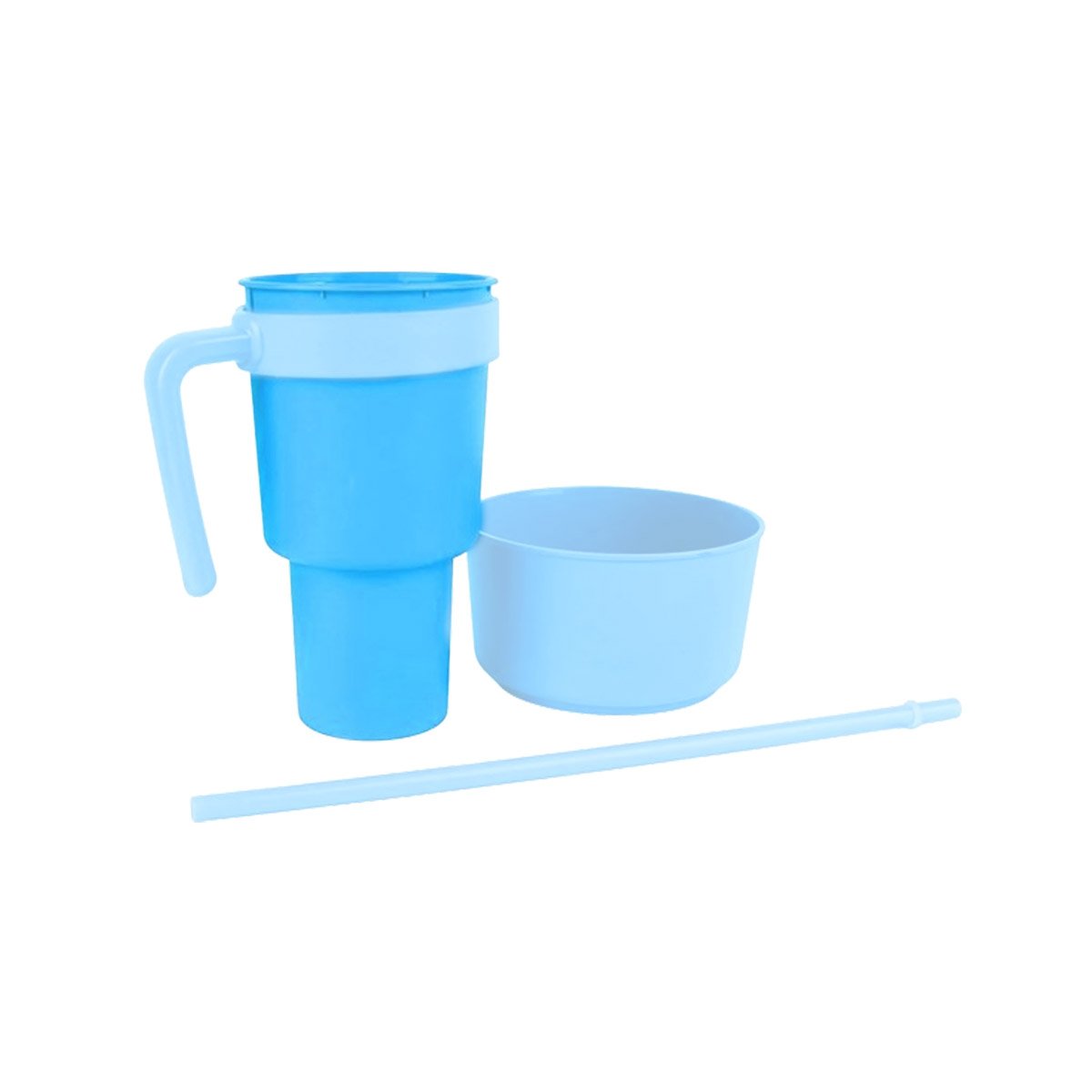 VASO 2 EN 1 PARA SNACKS Y BEBIDAS DE ABS CELESTE CON FORMA FUNCIONAL ACTUAL Y+LIGAS REGALO - 5