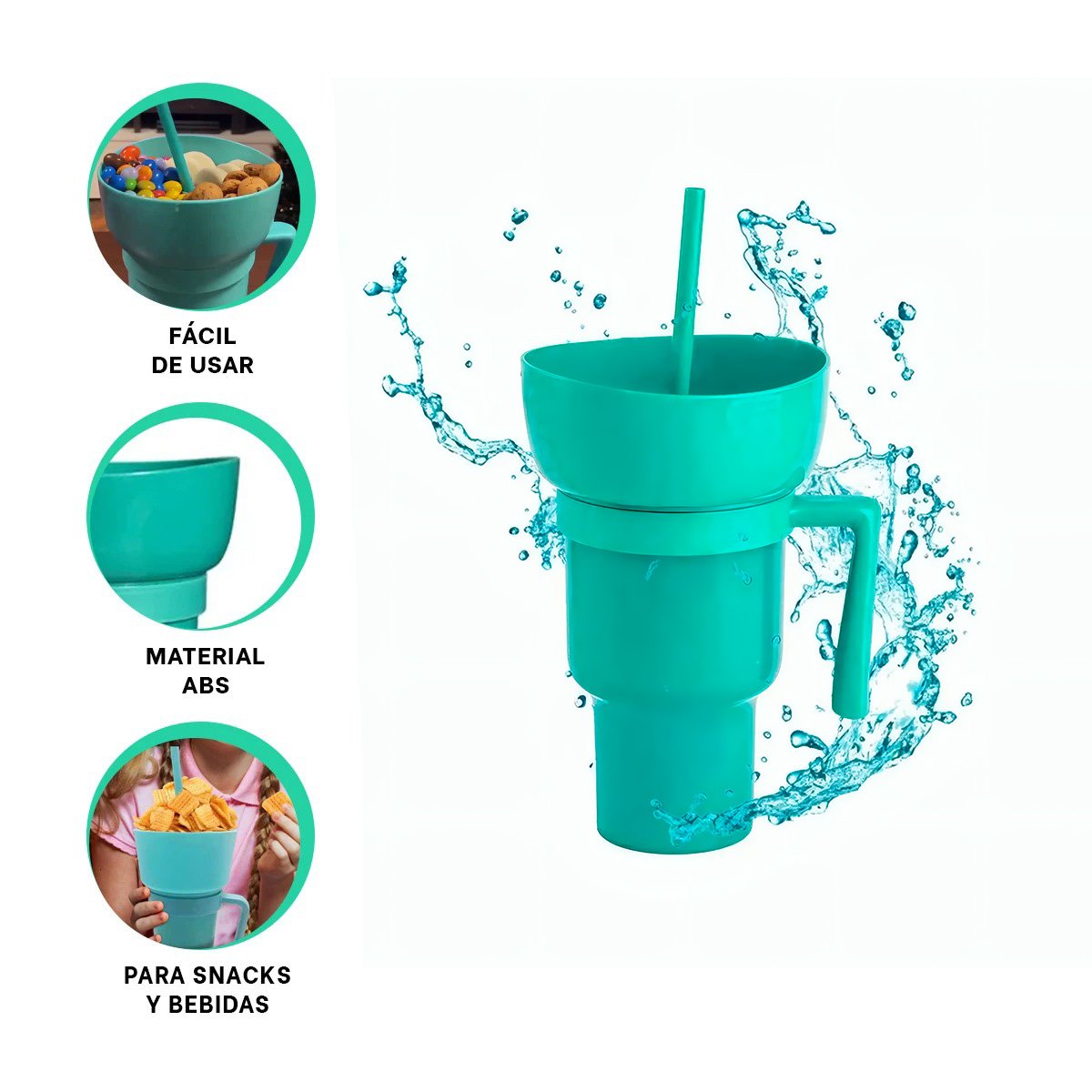 VASO 2 EN 1 EN MATERIAL ABS VERDE PARA MOMENTOS DE CINE Y ENTRETENIMIENTO Y+POST IT - 5