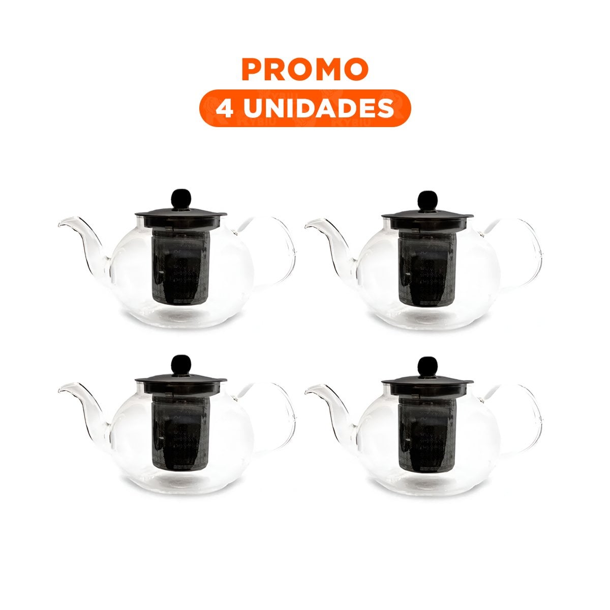 PACK4 JARRA 900ML EN BOROSILICATO Y ACERO CON PERFIL CIRCULAR TRANSPARENTE - 1
