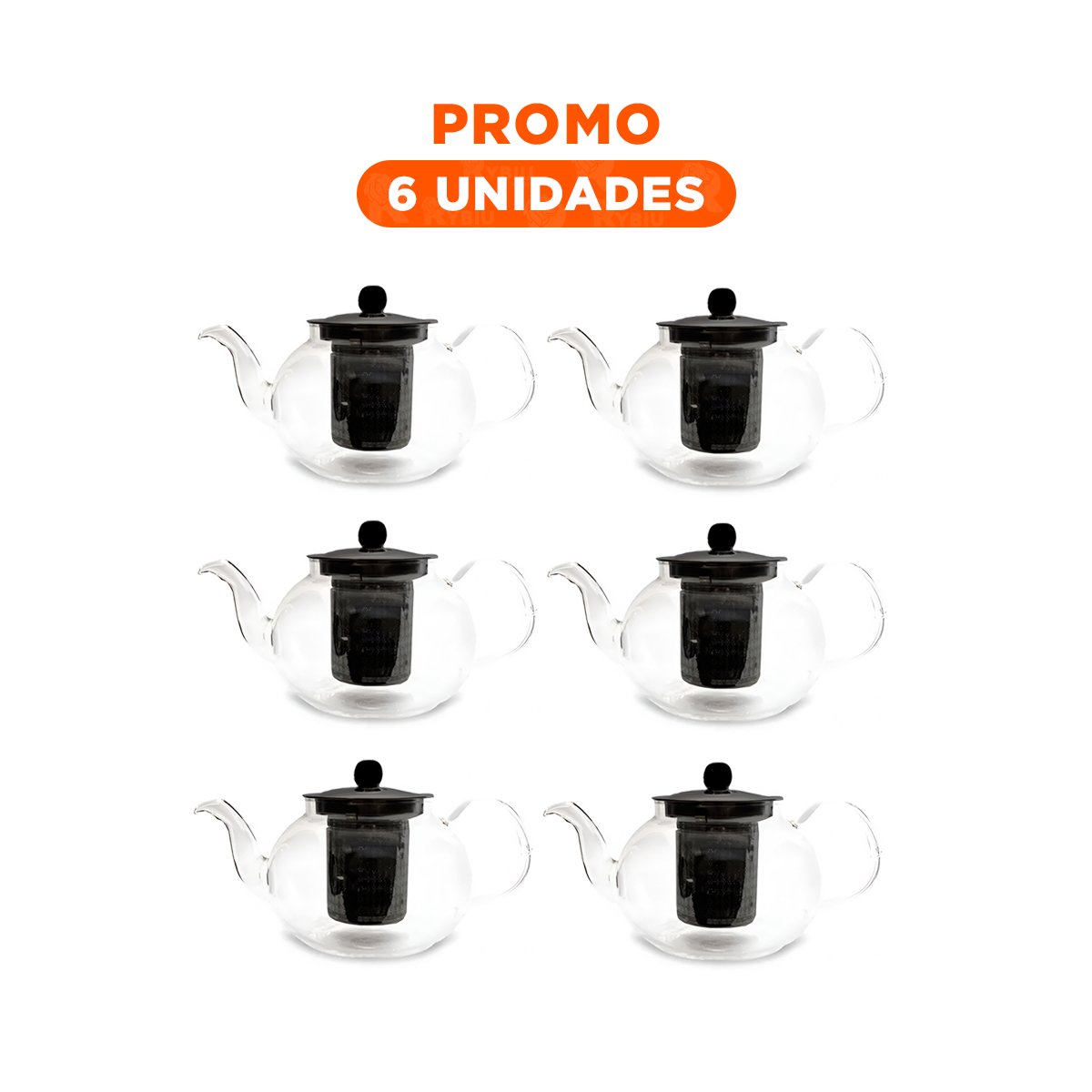 PACK6 INFUSOR CIRCULAR DE INFUSION 900ML TRANSPARENTE CON BOROSILICATO Y ACERO YREGALO STICKER - 1