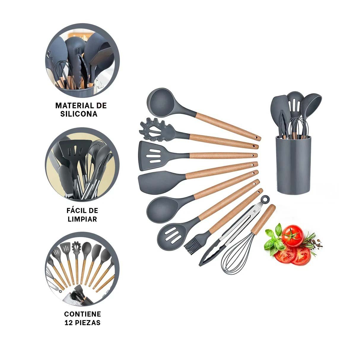 SET ORGANIZADOR DE 12 PIEZAS EN SILICONA COLOR GRIS PARA ESPACIOS PRACTICOS Y+POST IT - 5