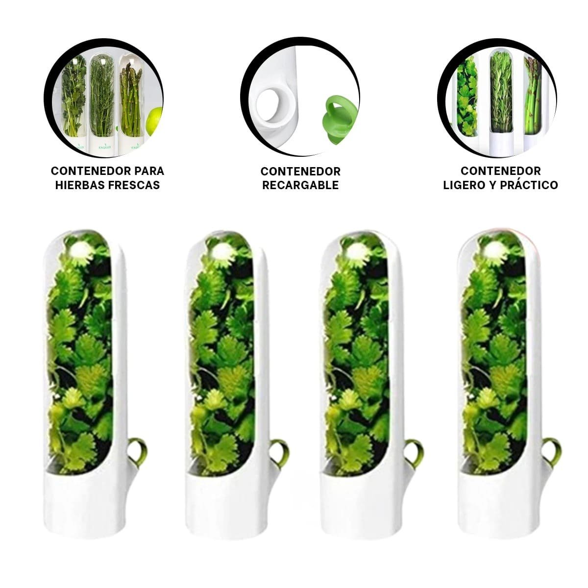 CONTENEDOR ELEGANTE PARA MANTENER HIERBAS FRESCAS Y AROMATICAS EN MOSTRADOR BLANCO Y+POST IT - 5