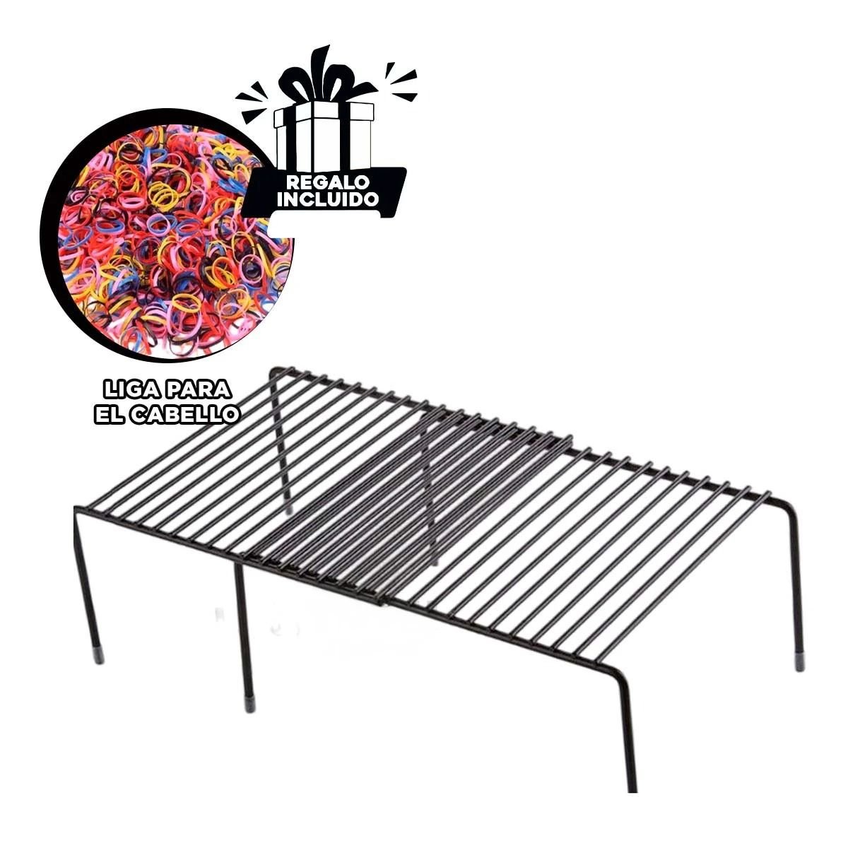 REJILLA DE COCINA NEGRO FABRICADA EN METAL CON SOPORTE DE 6 PATAS EXPANDIBLE Y+LIGAS REGALO - 2