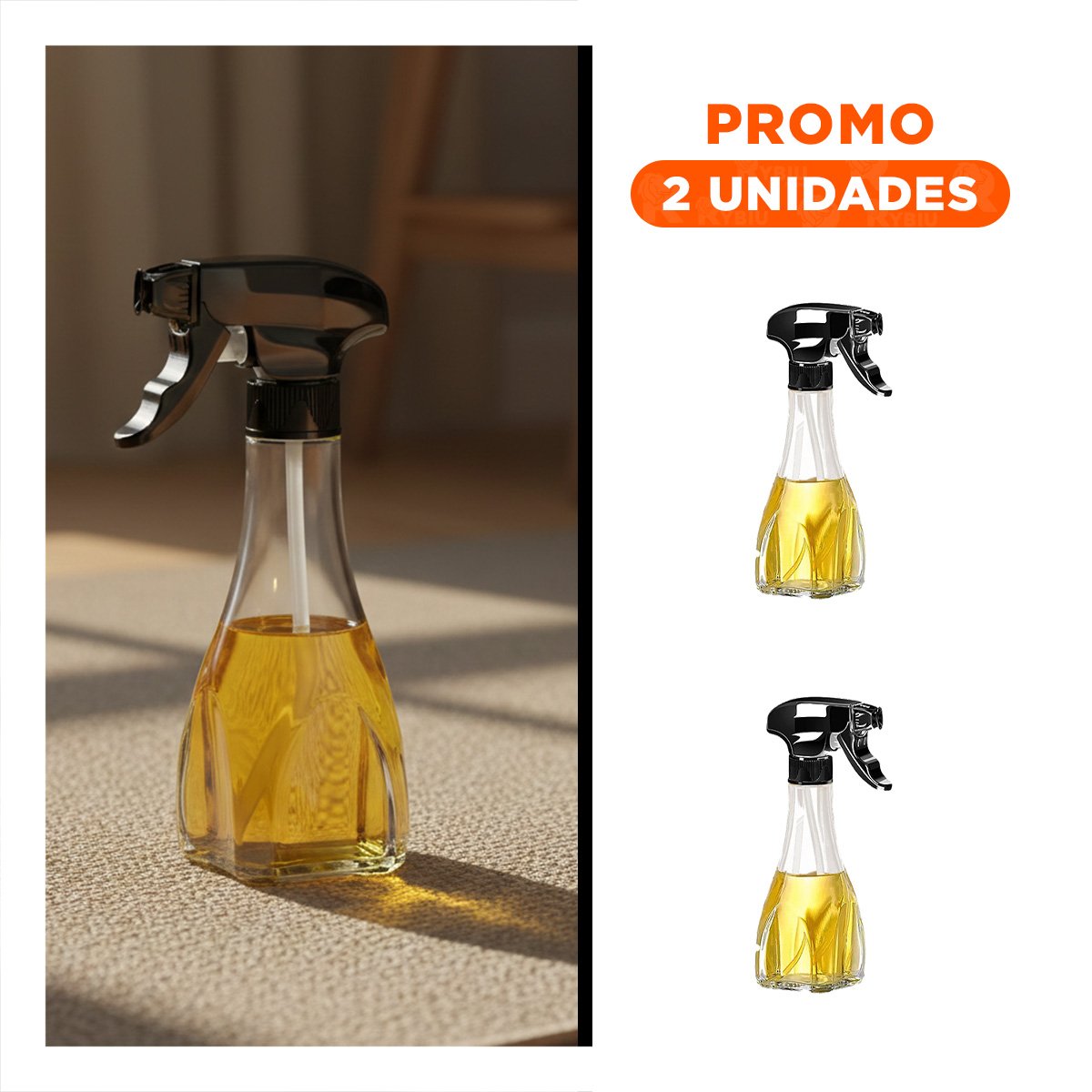 PACK2 BOTELLA PARA ACEITE SPRAY 240ML NEGRO PRACTICA Y RESISTENTE YREGALO STICKER - 1