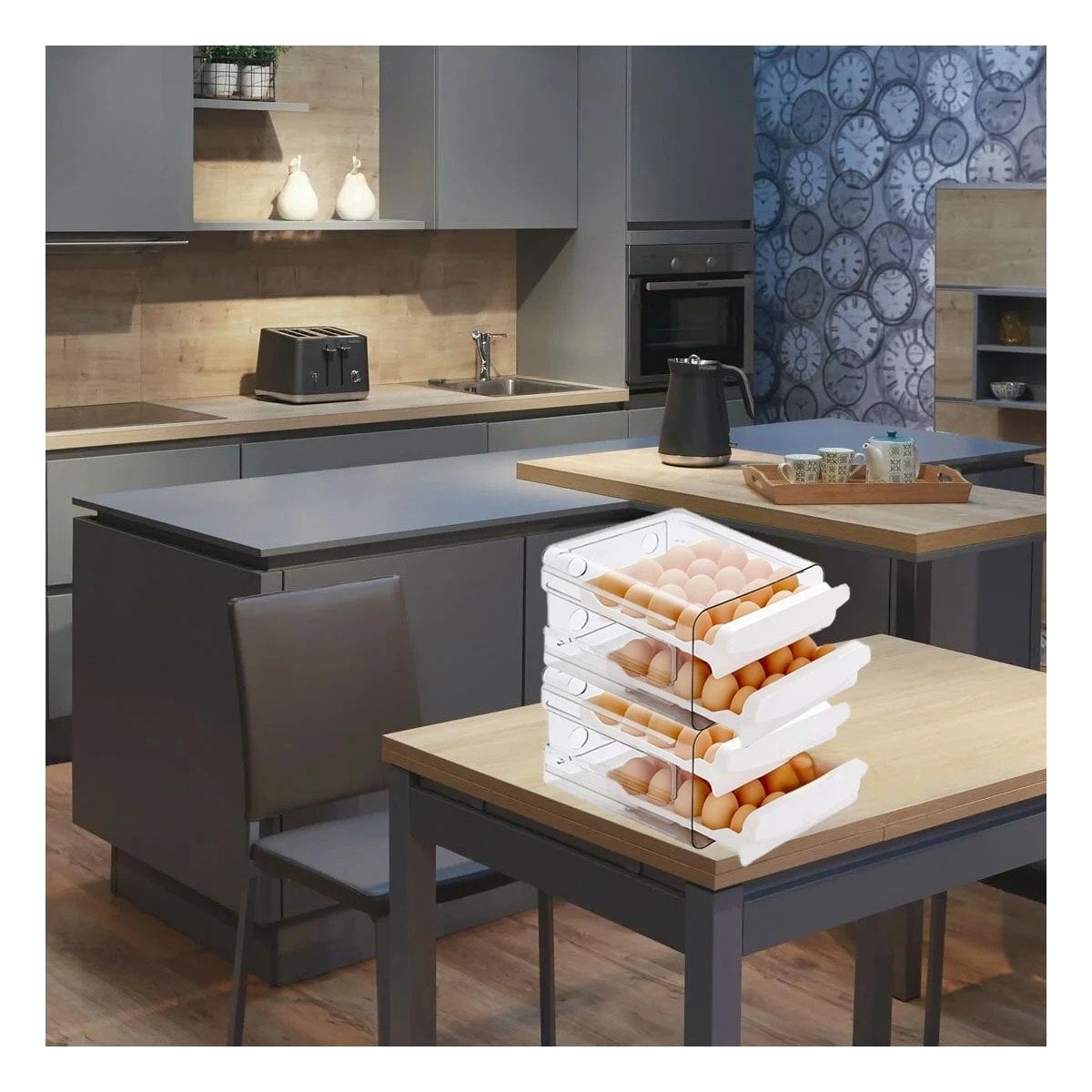 PACK2 CONTENEDOR PARA HUEVOS EN BLANCO INTEGRADO CON SISTEMA DOBLE ACRILICO Y+PAPEL REGALO - 2