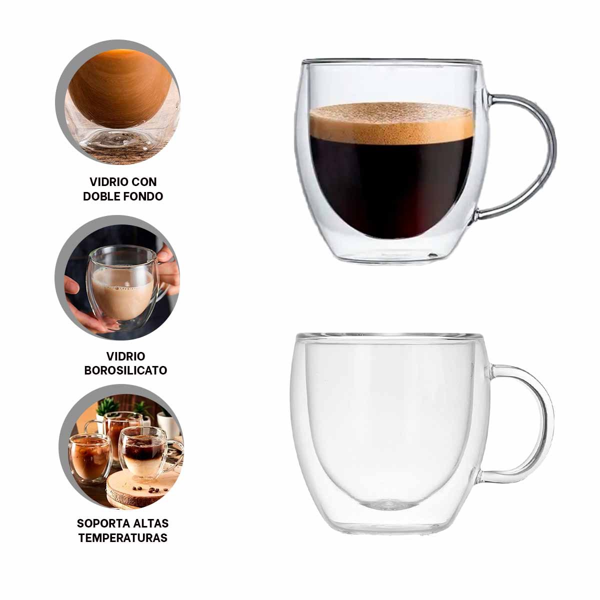 TAZA ESTRUCTURA VIDRIO DE DIMENSIONES 9X5X5CM CAPACIDAD DE 250ML COLOR TRANSPARENTE Y+POST IT - 5