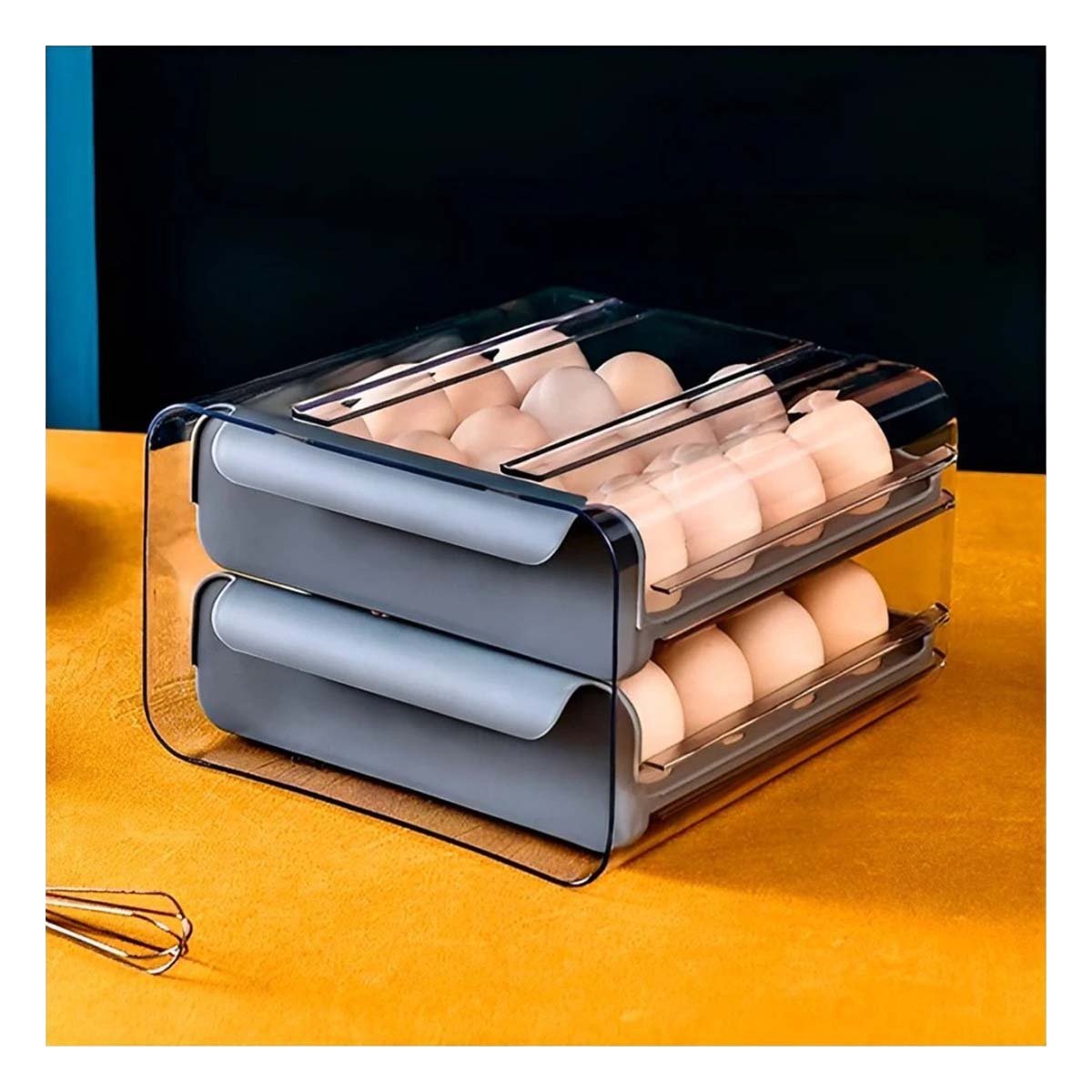 PACK4 SOPORTE DE COCINA EN DOBLE ACRILICO PARA HUEVOS CON ACABADO GENERAL PLOMO - 5