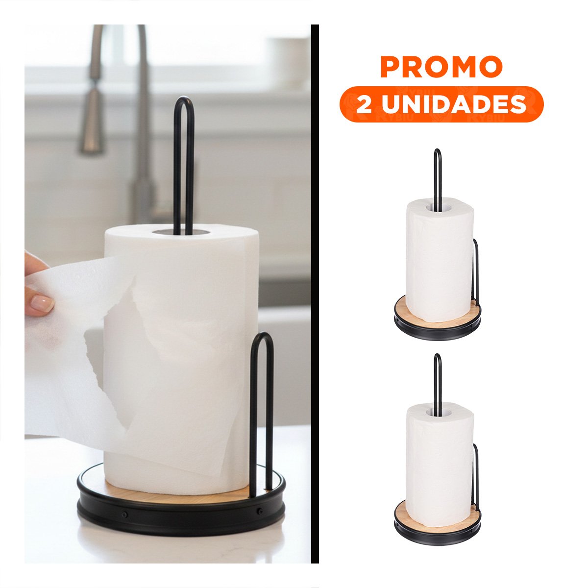 PACK2 SOPORTE COMPACTO VERTICAL CON BASE ESTABLE Y DOBLE PALO NEGRO YREGALO STICKER - 1