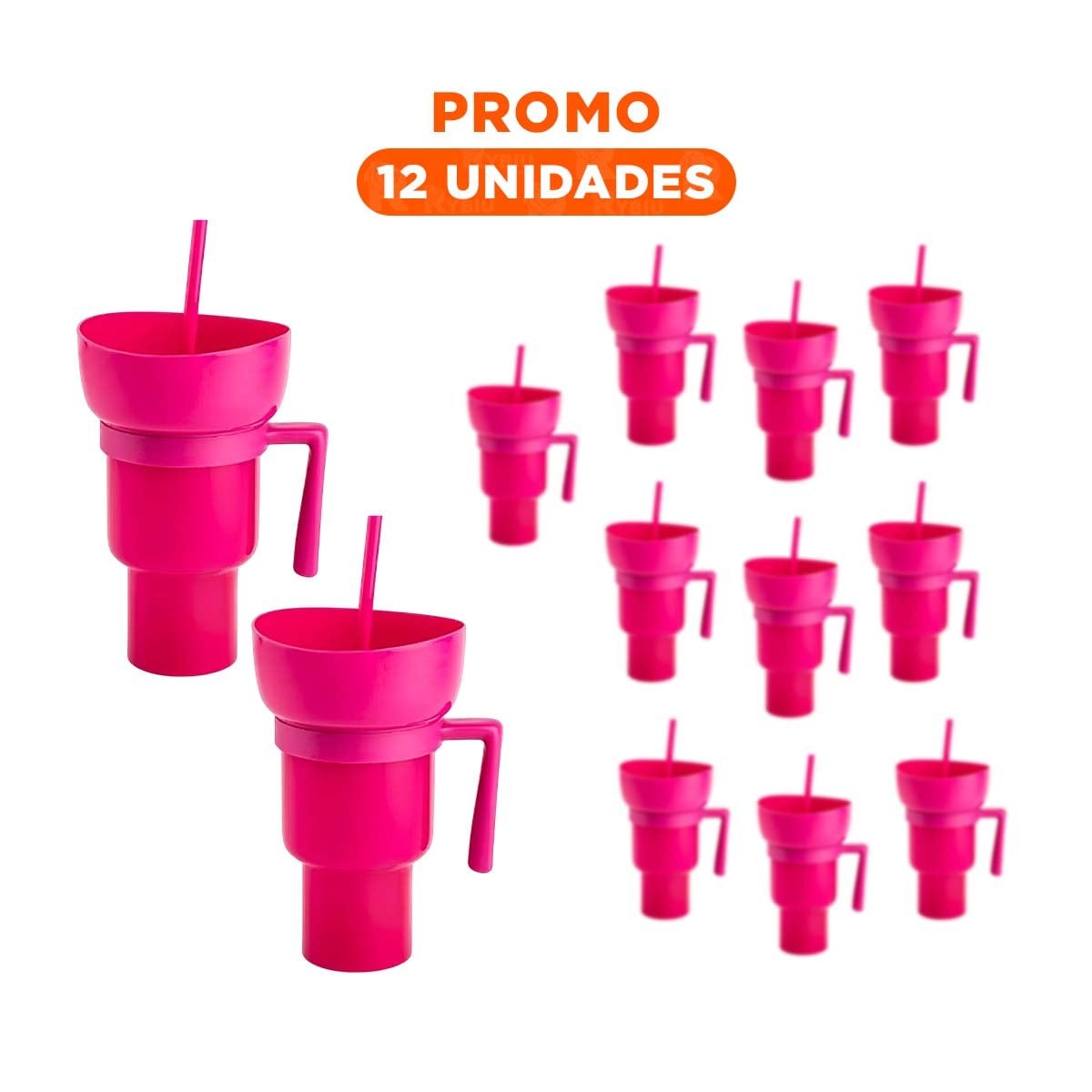 PACK12 RECIPIENTE DE MATERIAL ABS ROSADO 2 EN 1 PARA EXPERIENCIA COMODA - 1