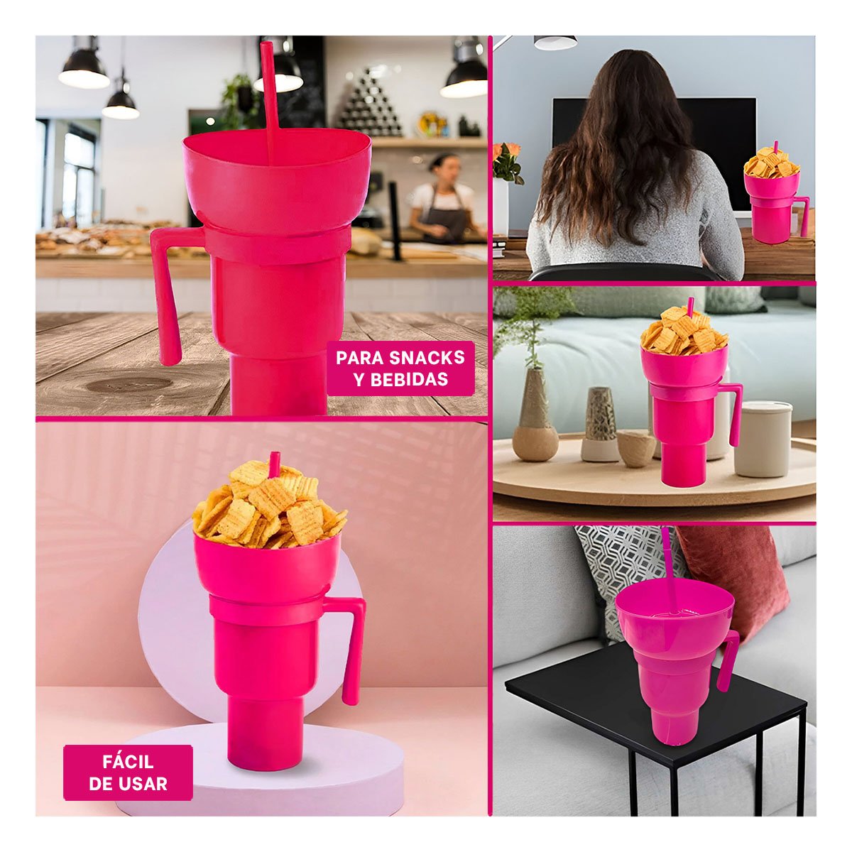 PACK12 RECIPIENTE DE MATERIAL ABS ROSADO 2 EN 1 PARA EXPERIENCIA COMODA - 2