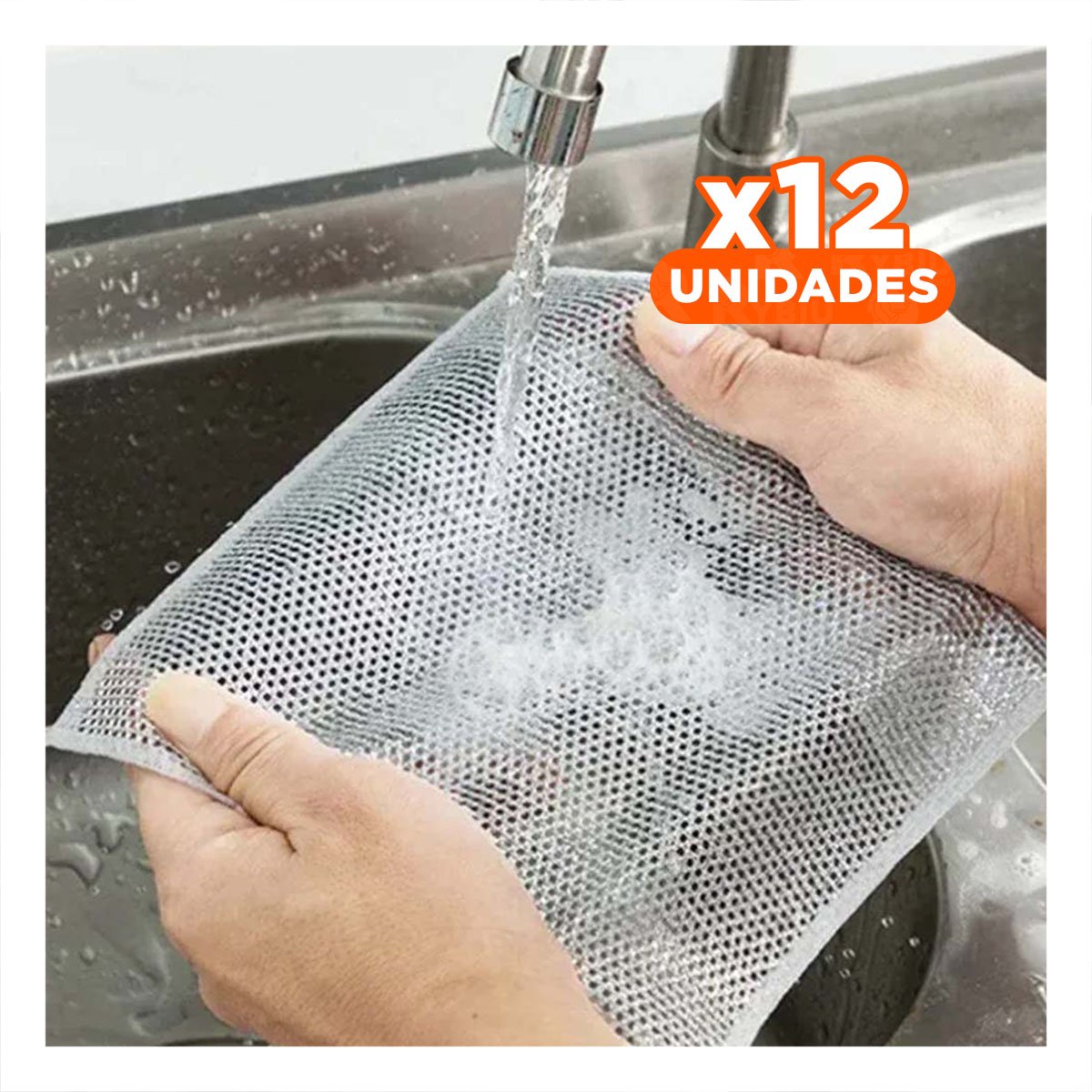 PACK12 CEPILLOS DURADEROS DE METAL PARA COCINA Y HOGAR 10 PZS 20X20CM PLOMO YPAPEL REGALO - 1