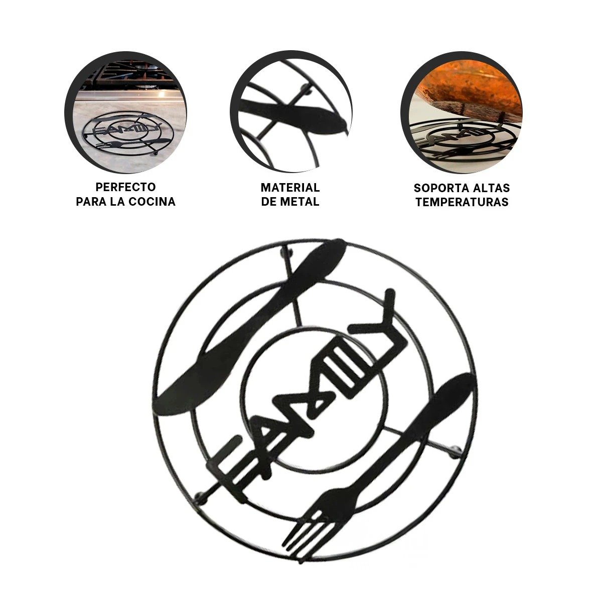PORTA OLLAS PARA COCINA MODERNA CON ESTRUCTURA DE METAL NEGRO RESISTENTE Y+PAPEL REGALO - 5