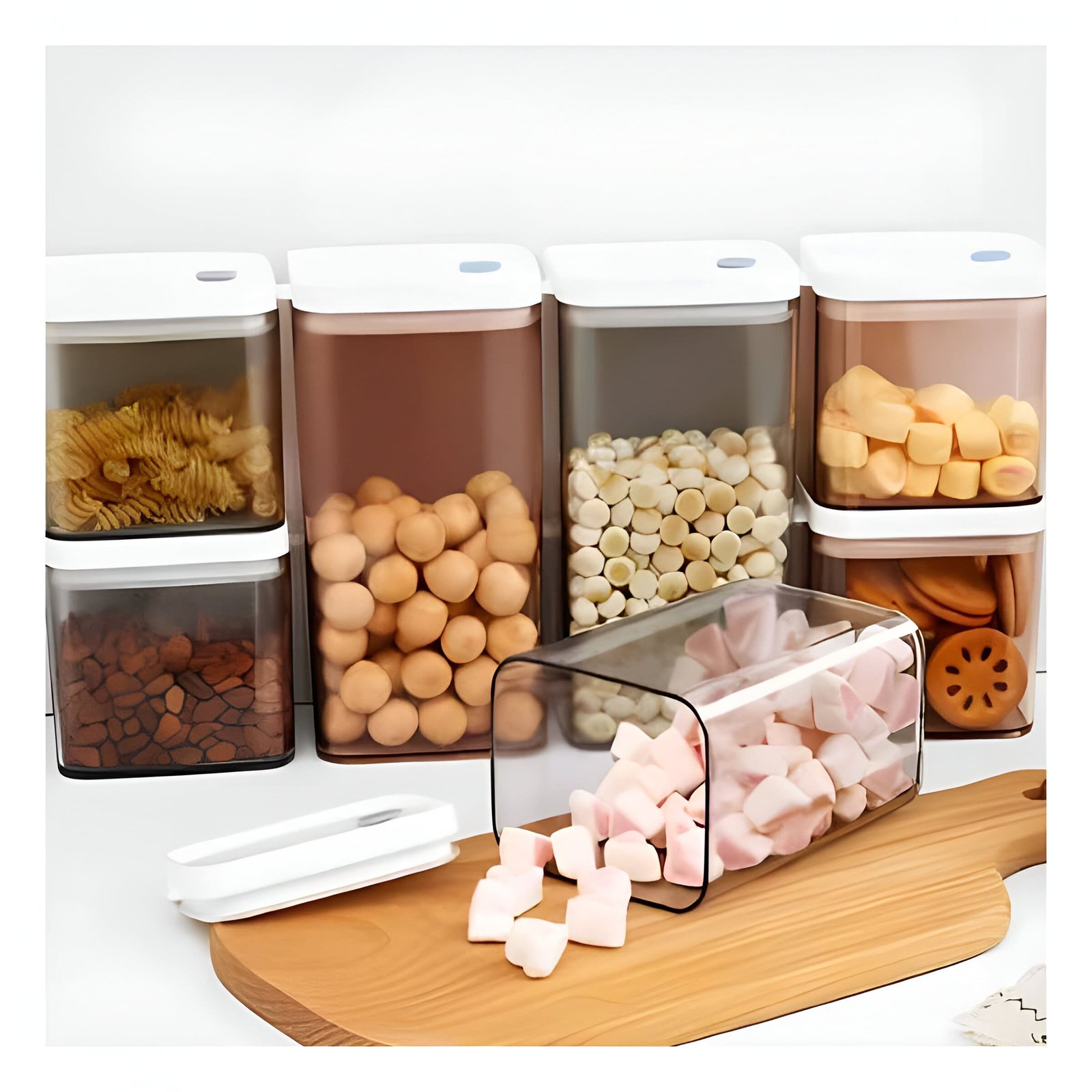 PACK12 CONTENEDOR HERMETICO ACRILICO CON TAPA BLANCA PUNTO PLOMO 1900ML Y+PAPEL REGALO - 5