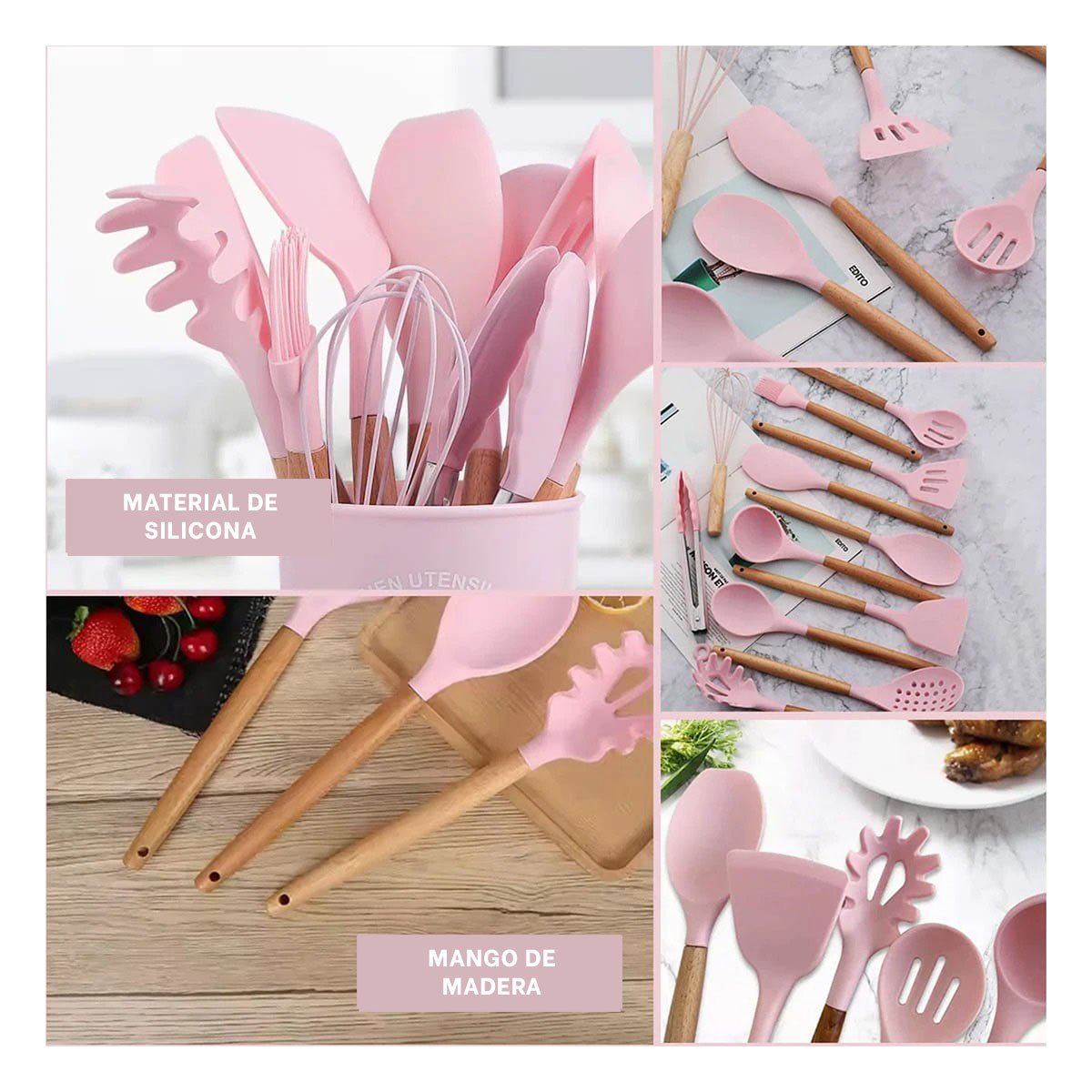 PACK2 COLECCION COMPLETA COLOR ROSADO CON 12 PIEZAS FABRICADAS EN SILICONA Y+PAPEL REGALO - 3