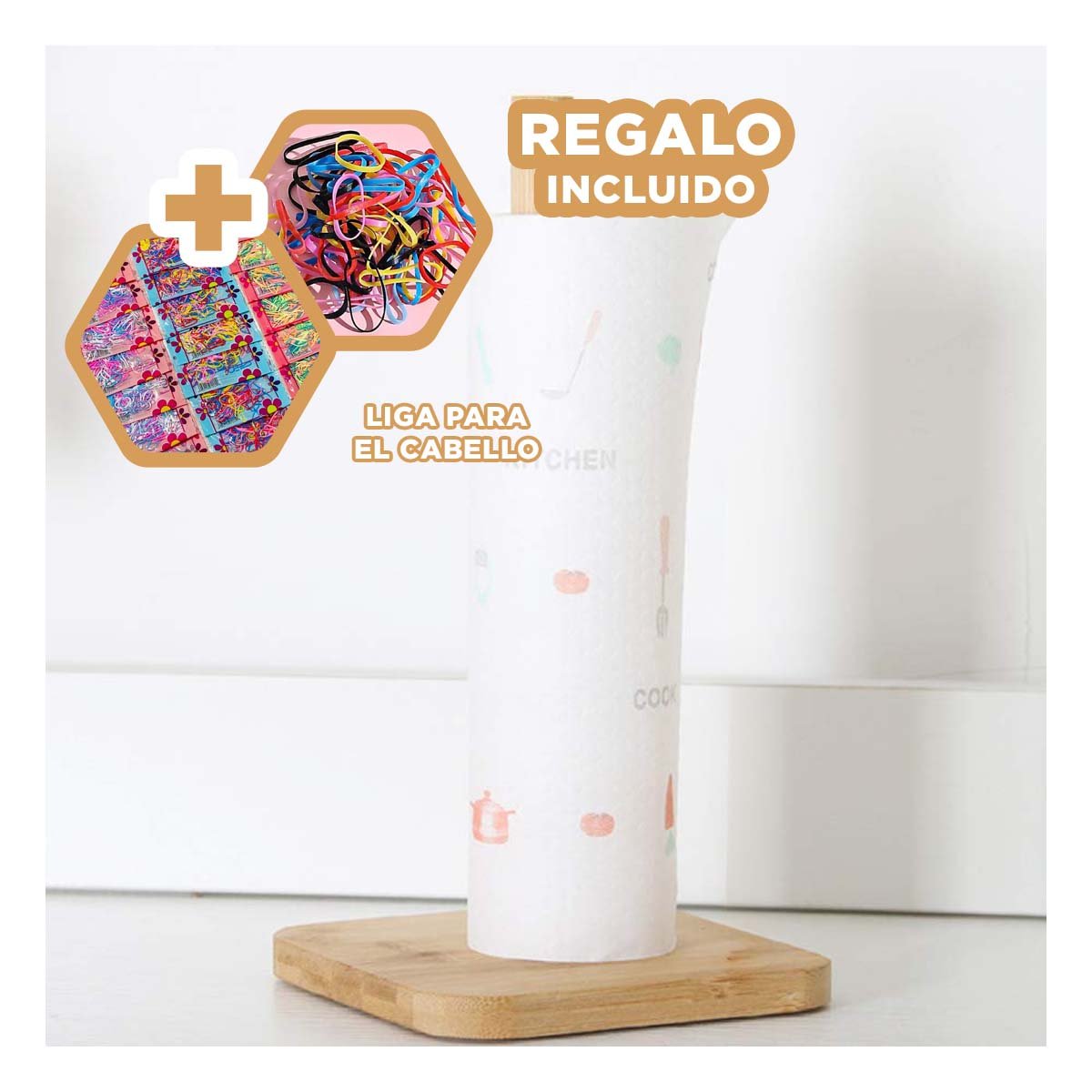 PORTAPAPEL MULTIFUNCIONAL VERTICAL DE MADERA CON BASE ESTABLE YLIGAS REGALO - 2
