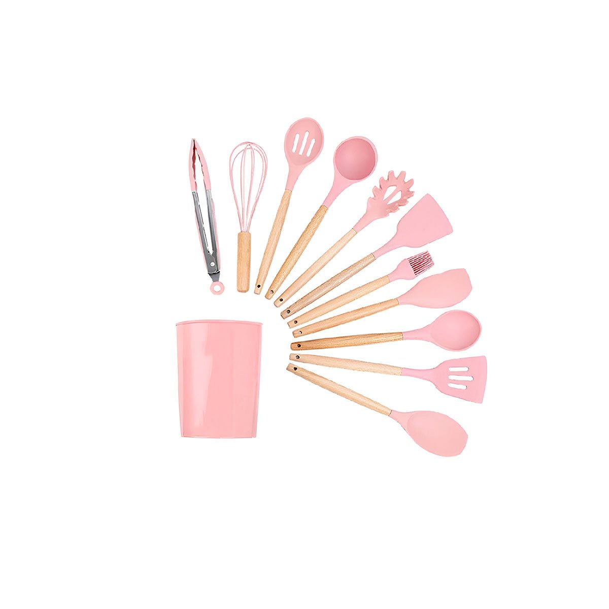 PACK4 CONJUNTO PROFESIONAL 12 PIEZAS COLOR ROSADO EN SILICONA PARA LA COCINA Y+PAPEL REGALO - 3