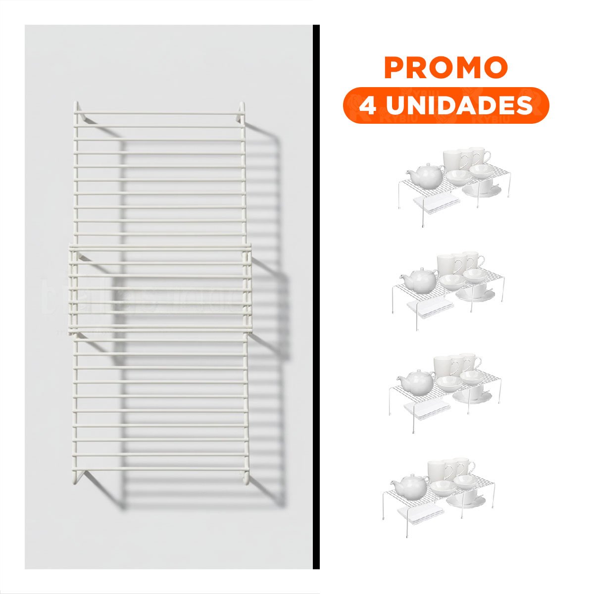 PACK4 ORGANIZADOR DE COCINA BLANCO EN METAL CON SOPORTE DE 6 PATAS Y SISTEMA EXPANDIBLE - 1