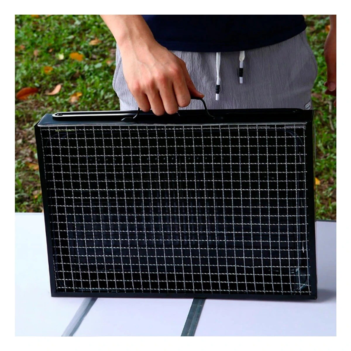 PACK2 GRILL DOMESTICO EN COLOR DE METAL A CARBON PORTATIL - 5