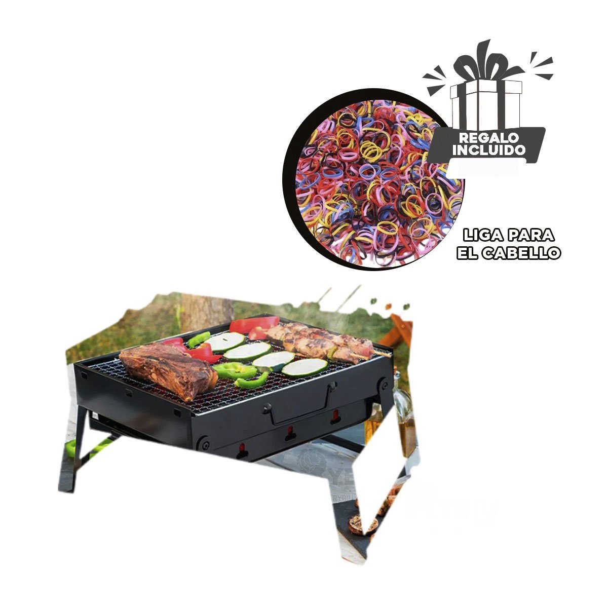 PARRILLA PERSONAL A CARBON METAL EN COLOR PORTATIL PARA REUNIONES EN EXTERIOR Y+LIGAS REGALO - 2