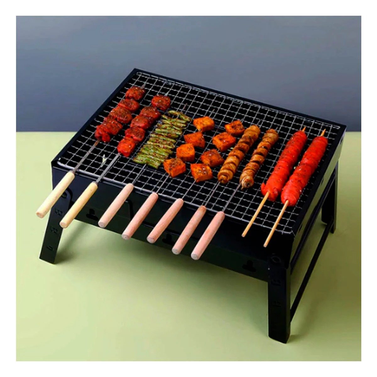 PARRILLA PORTATIL DE METAL EN COLOR A CARBON PARA BALCON ORDENADO Y+REGALO STICKER - 2