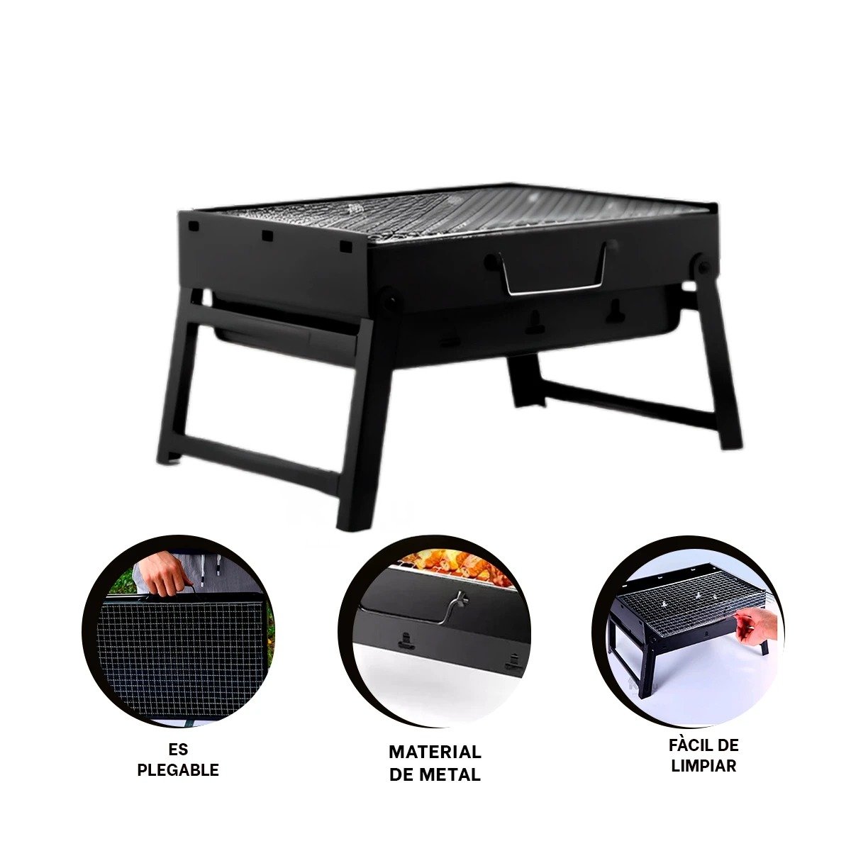 PARRILLA COMPACTA A CARBON EN METAL EN COLOR PORTATIL PARA ESPACIOS REDUCIDOS Y+PAPEL REGALO - 5