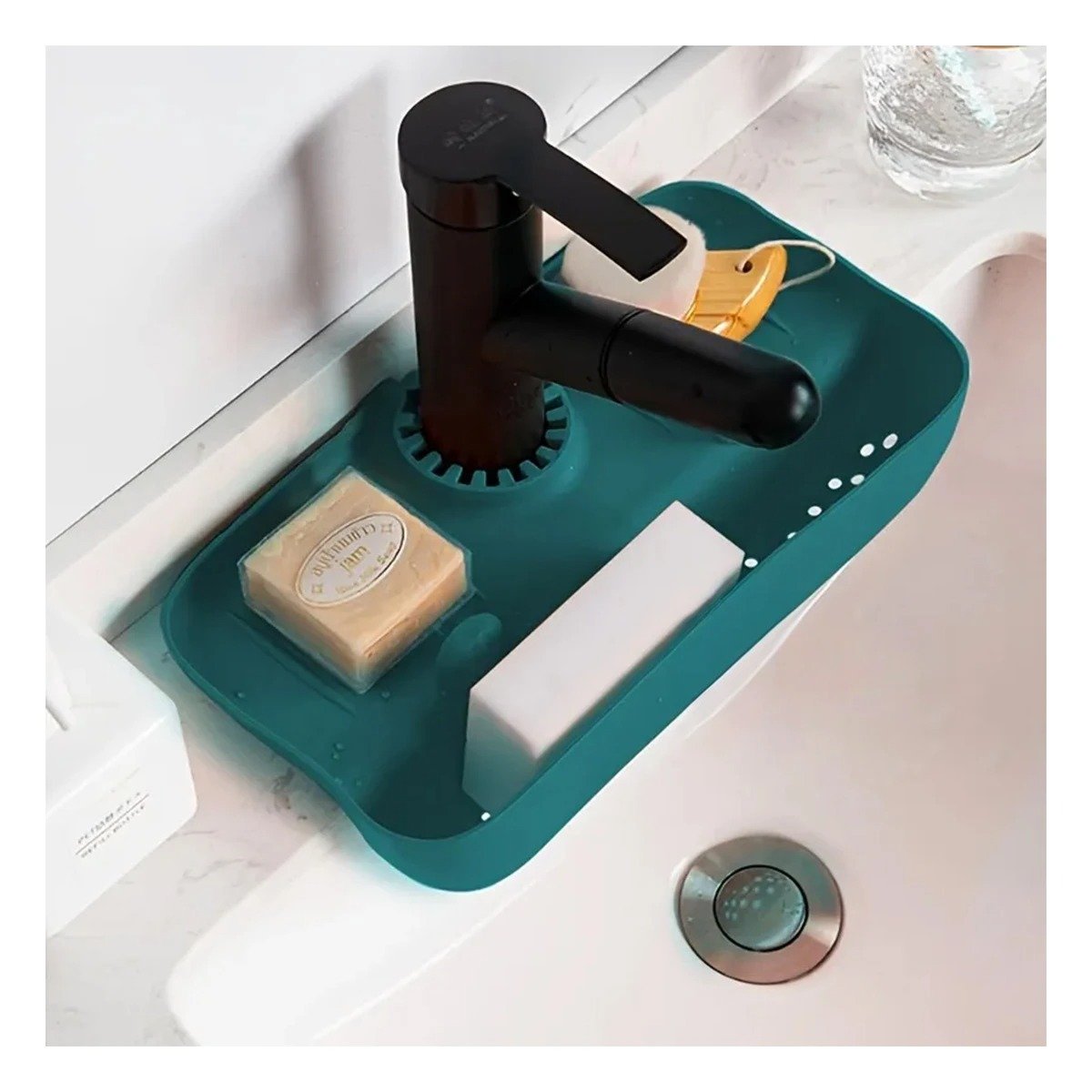 ESCURRIDOR PARA LAVADERO EN SILICONA VERDE PARA MANTENER AREA LIMPIA Y+REGALO STICKER - 3