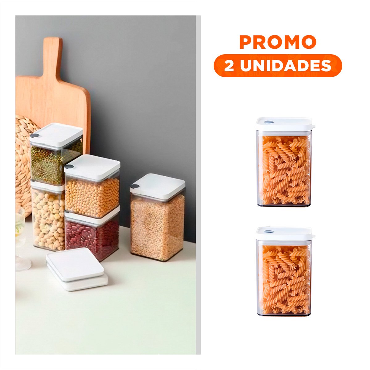 PACK2 TARRO ACRILICO CON TAPA BLANCA PUNTO PLOMO 1100ML HERMETIC - 1