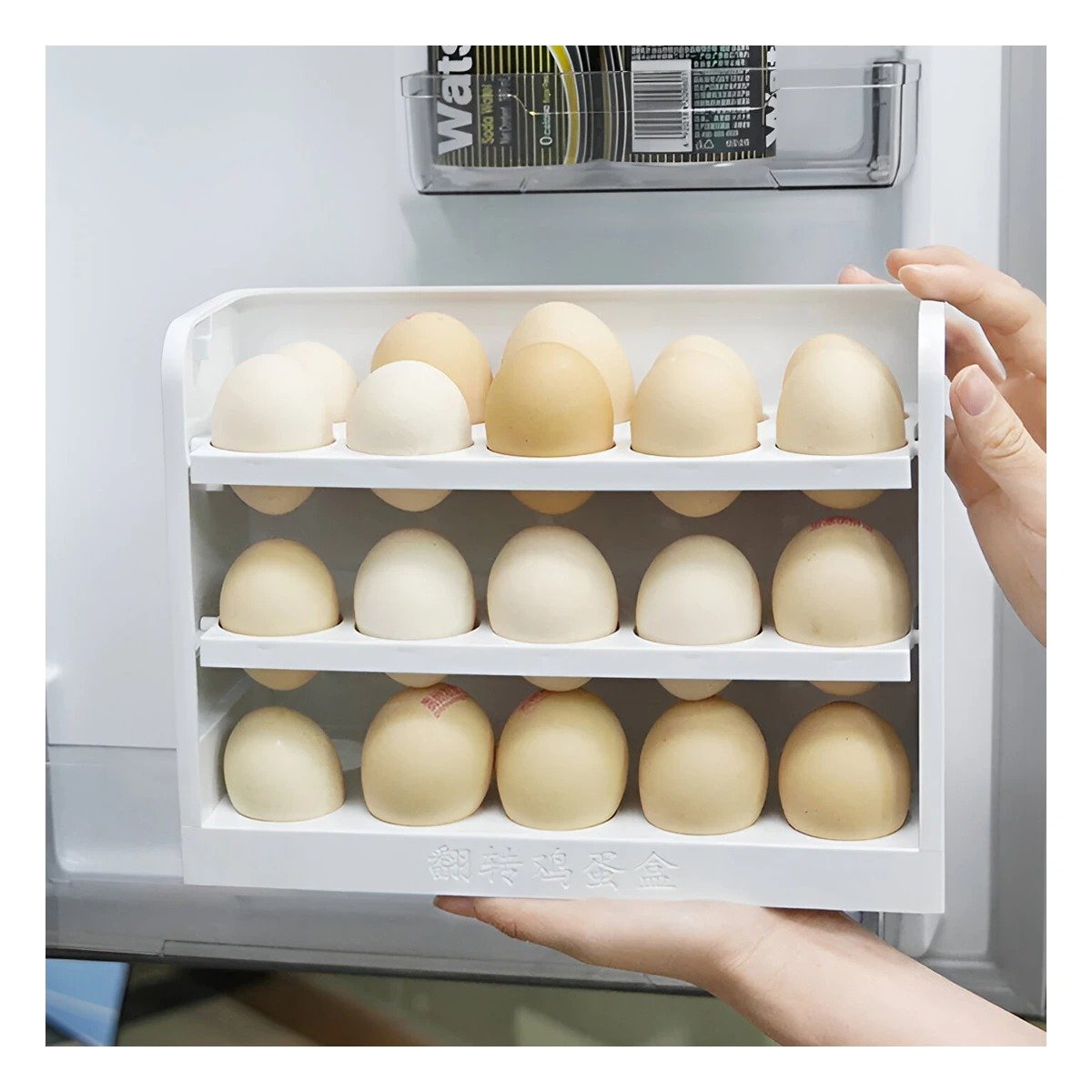 PACK6 CONTENEDOR DE HUEVOS EN BLANCO TRES NIVELES PARA COCINA ORDENADA Y+PAPEL REGALO - 5