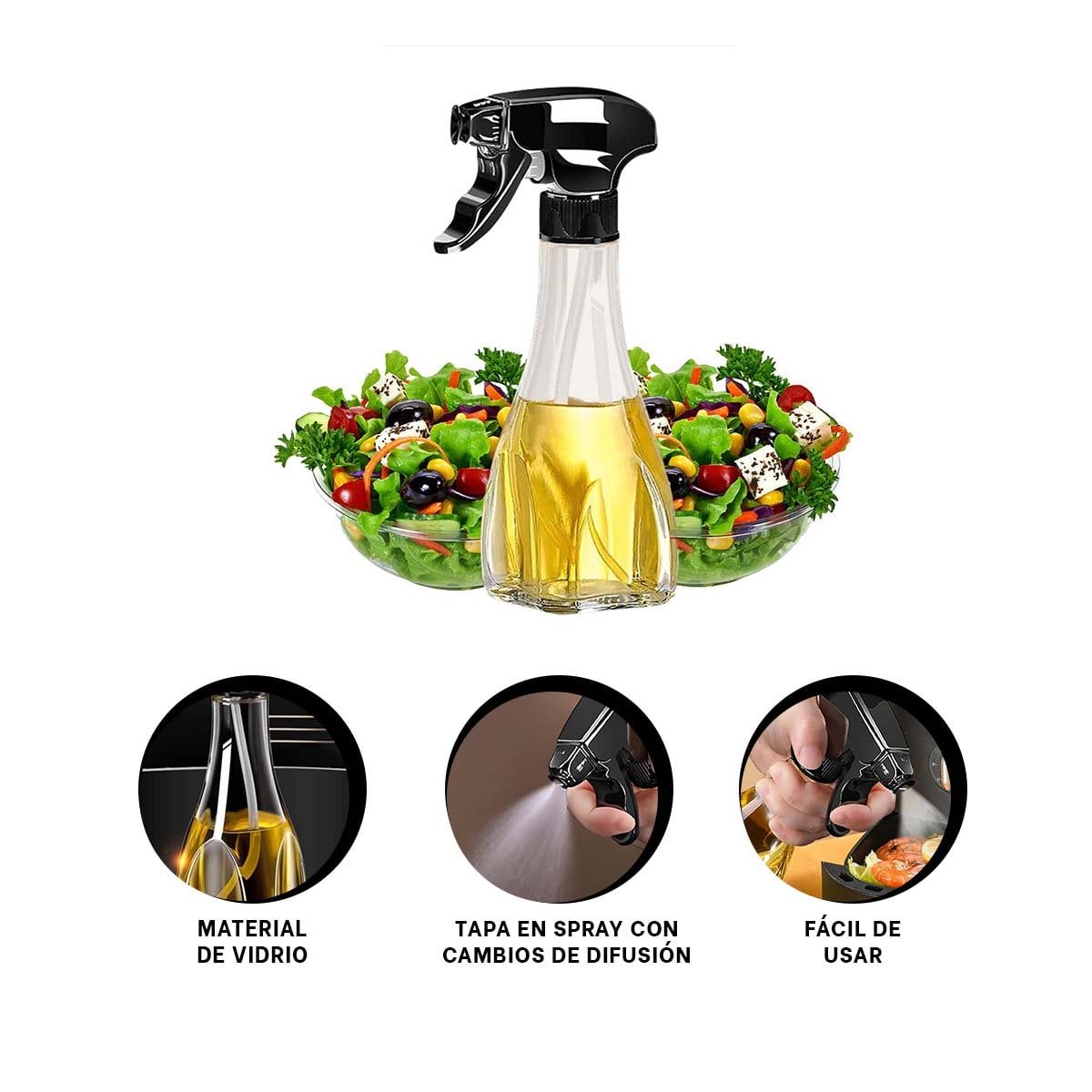 DISPENSADOR DE ACEITE SPRAY 240ML NEGRO FACIL DE USAR Y DURADERO YPAPEL REGALO - 5