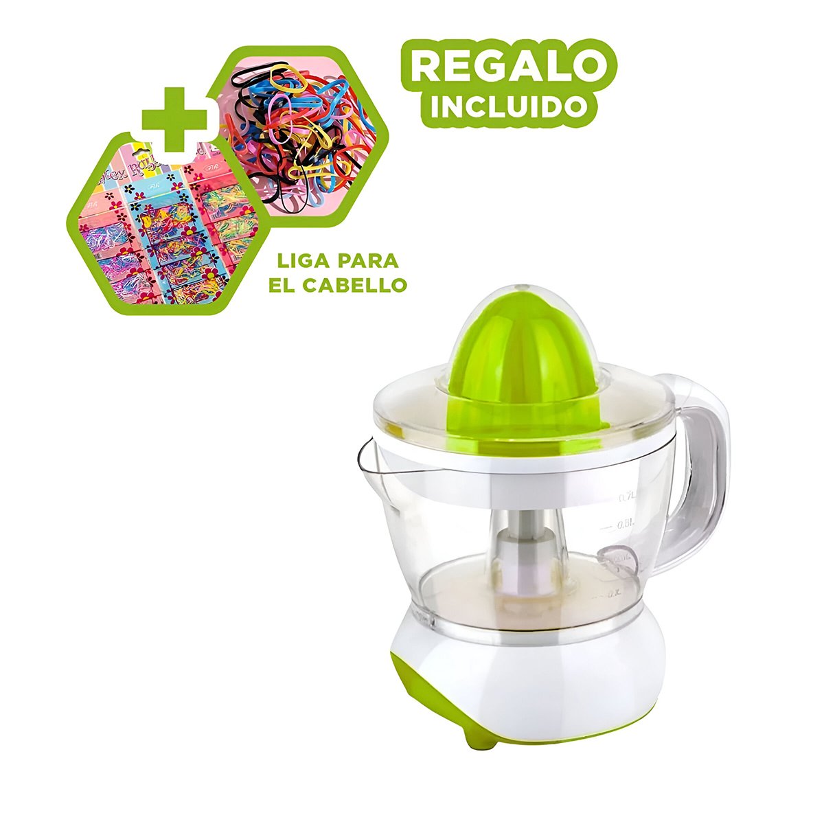 EXPRIMIDOR COMPACTO BLANCO CON VERDE PLASTICO PARA FRUTAS CITRICAS Y+LIGAS REGALO - 2