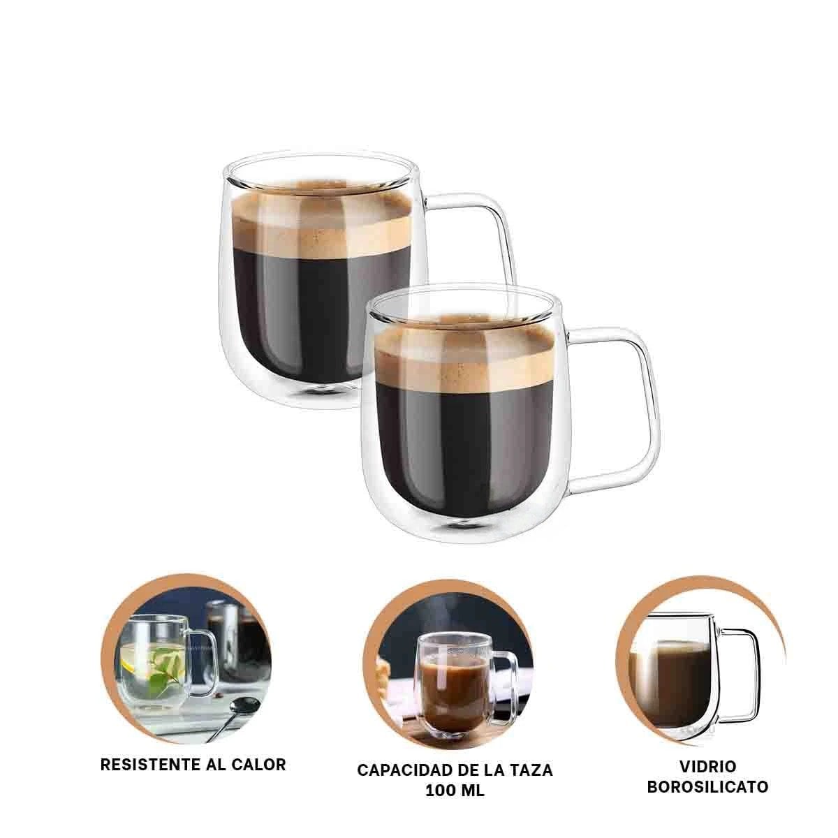 TAZA DOBLE CAPA ESPRESSO DE 100 ML EN COLOR TRANSPARENTE ASA CUADRADA Y+POST IT - 5