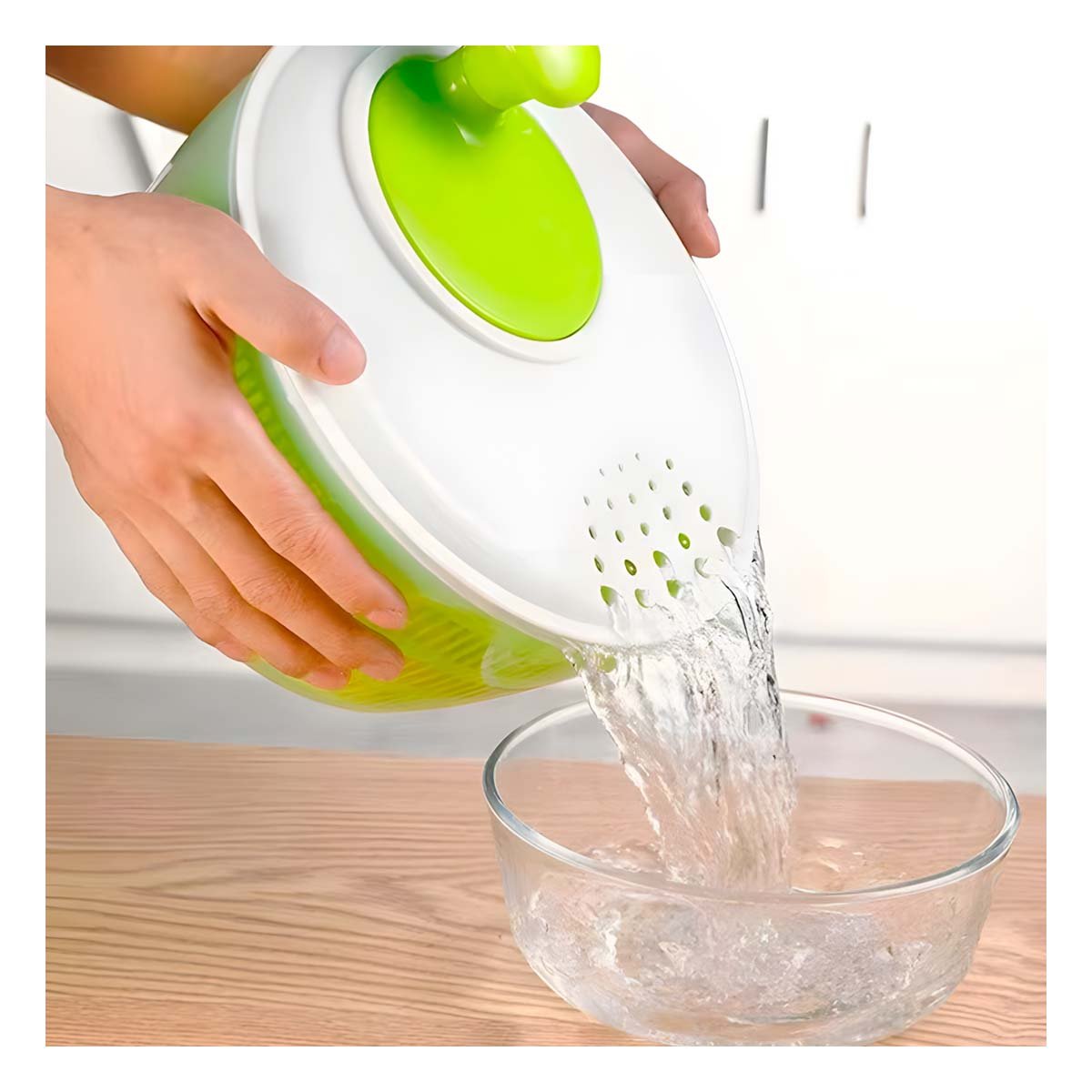PACK12 BOWL GIRATORIO VERDE Y BLANCO COMODO Y RESISTENTE SECAR VERDURAS Y+PAPEL REGALO - 2