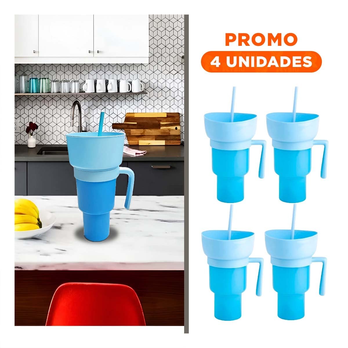 PACK4 CONTENEDOR 2 EN 1 CELESTE EN MATERIAL ABS PARA ESPACIOS DINAMICOS - 1