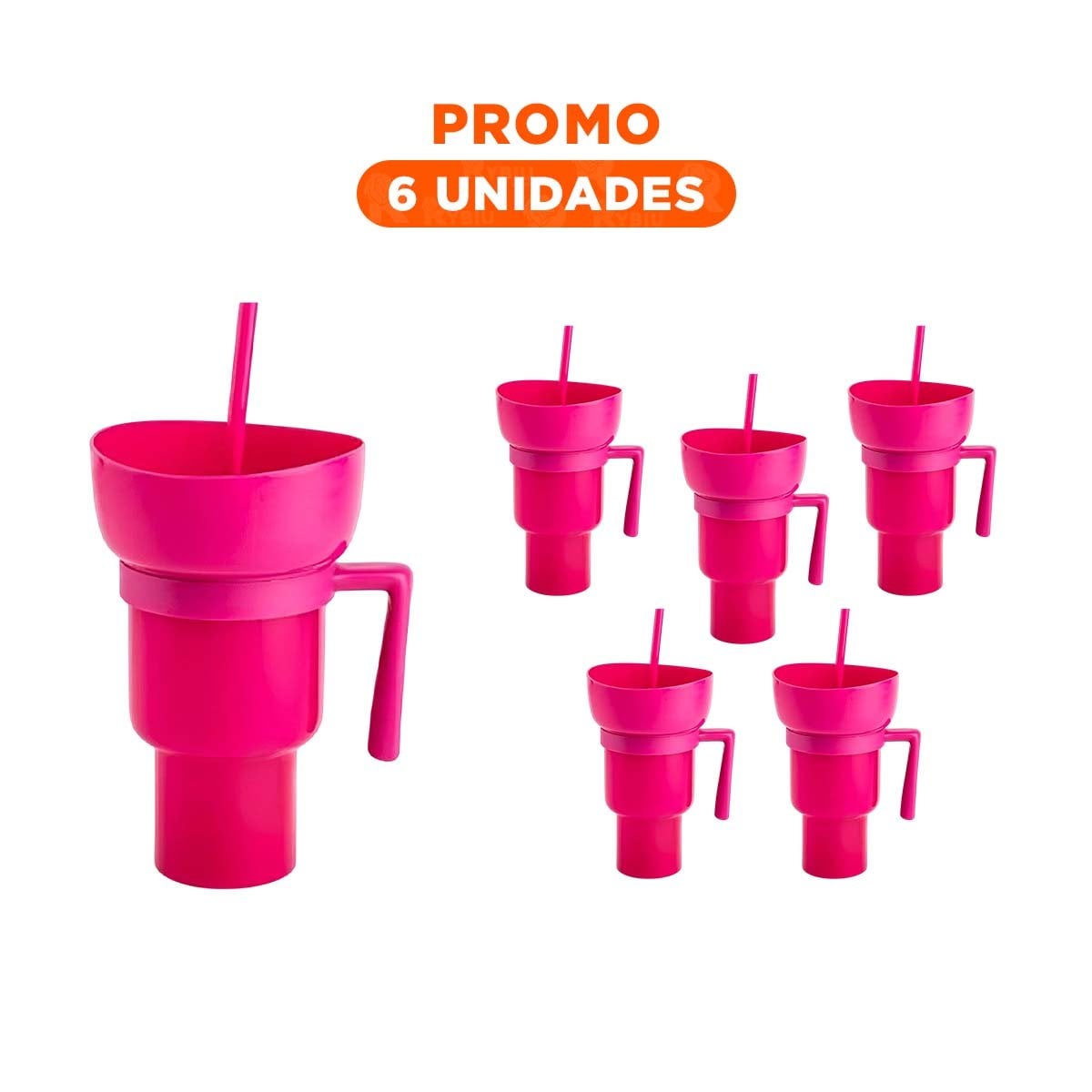 PACK6 RECIPIENTE 2 EN 1 EN COLOR ROSADO CON BASE DE ABS PARA USO CONTINUO Y+REGALO STICKER - 1