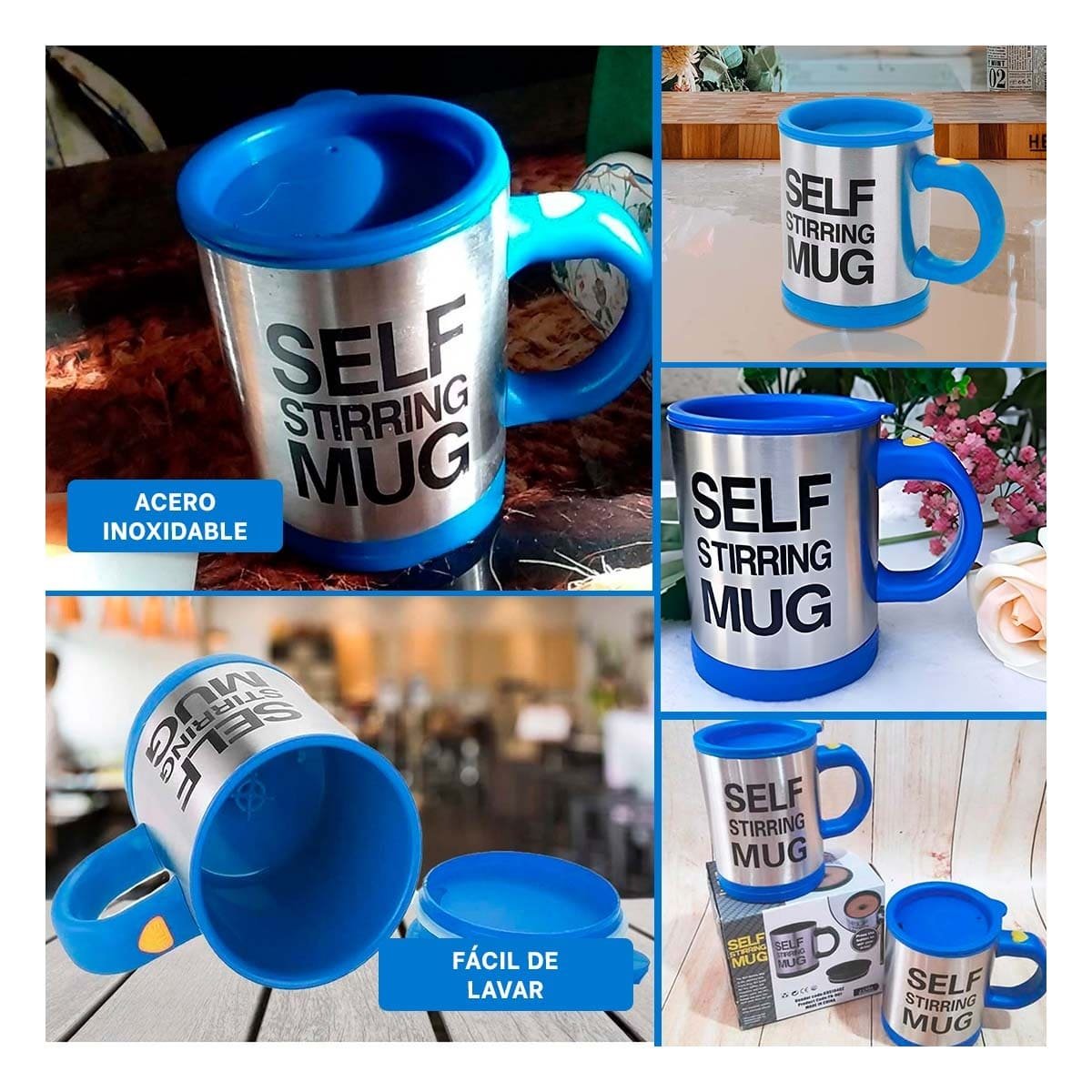 VASO BATIDOR PORTATIL 400 ML CON 2 PILAS AAA PARA COCINA Y HOGAR AZUL - 2